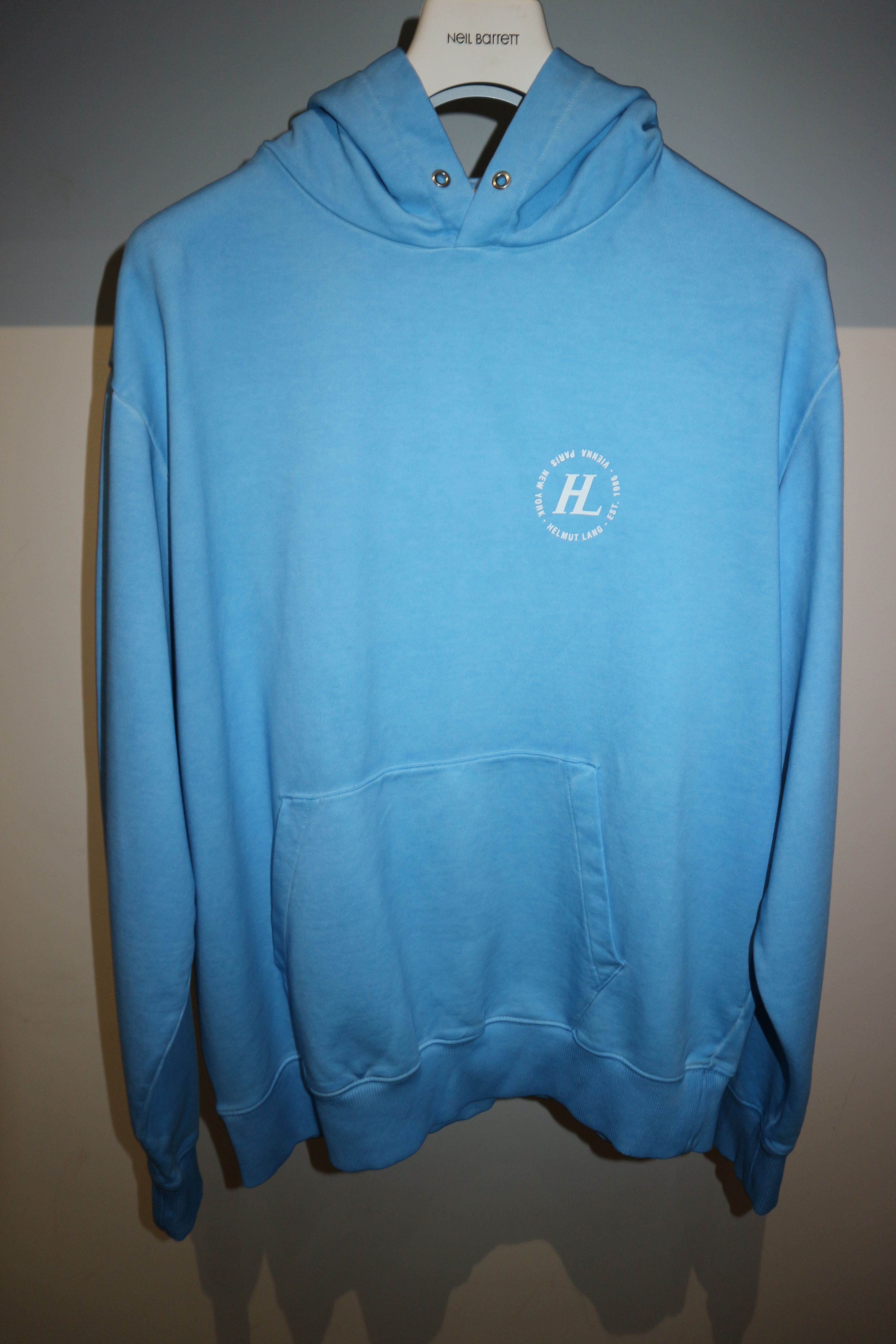 Helmut Lang Blue logo print hoodie Size US L / EU 52-54 / 3 - 1 Thumbnail
