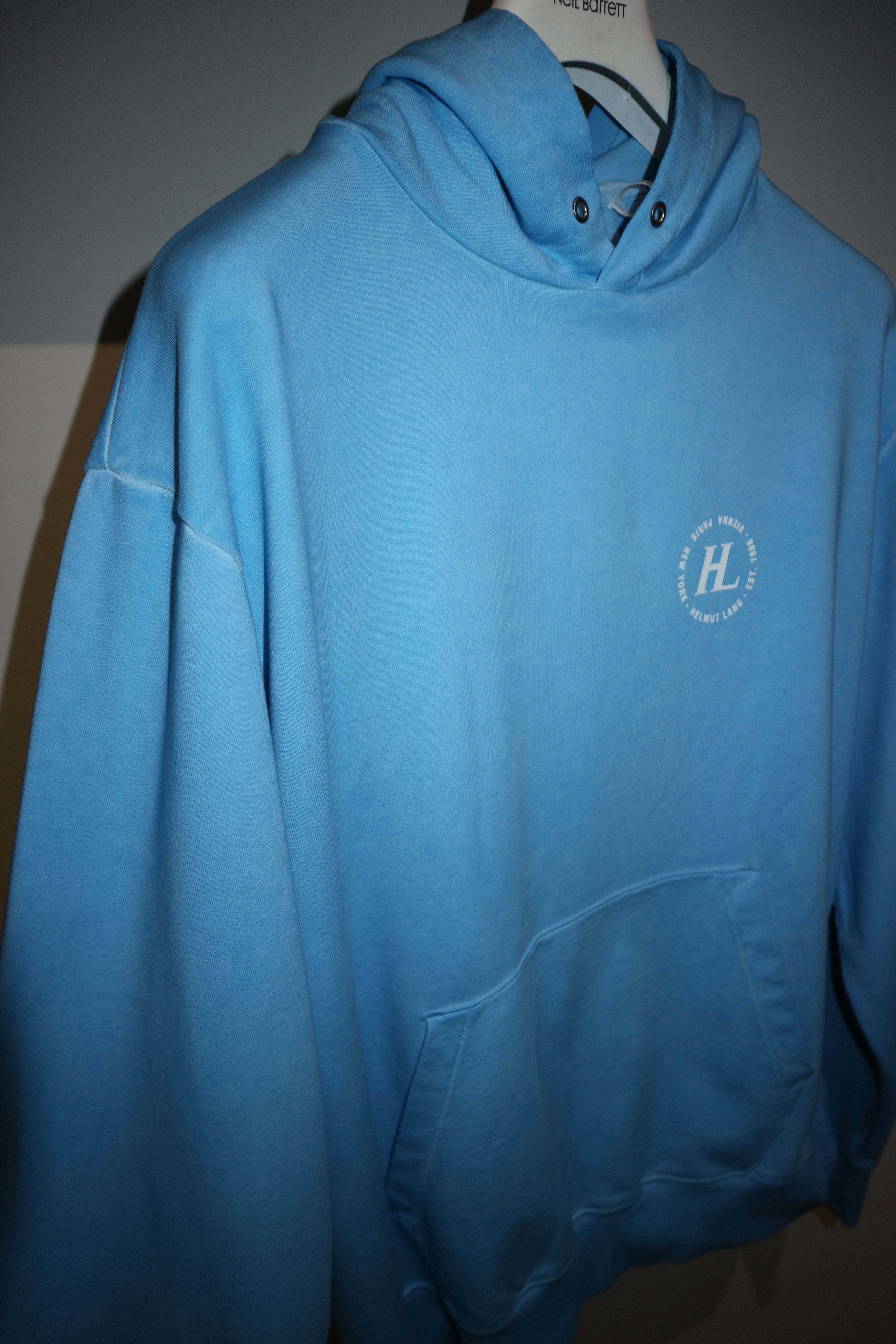 Helmut Lang Blue logo print hoodie Size US L / EU 52-54 / 3 - 12 Thumbnail