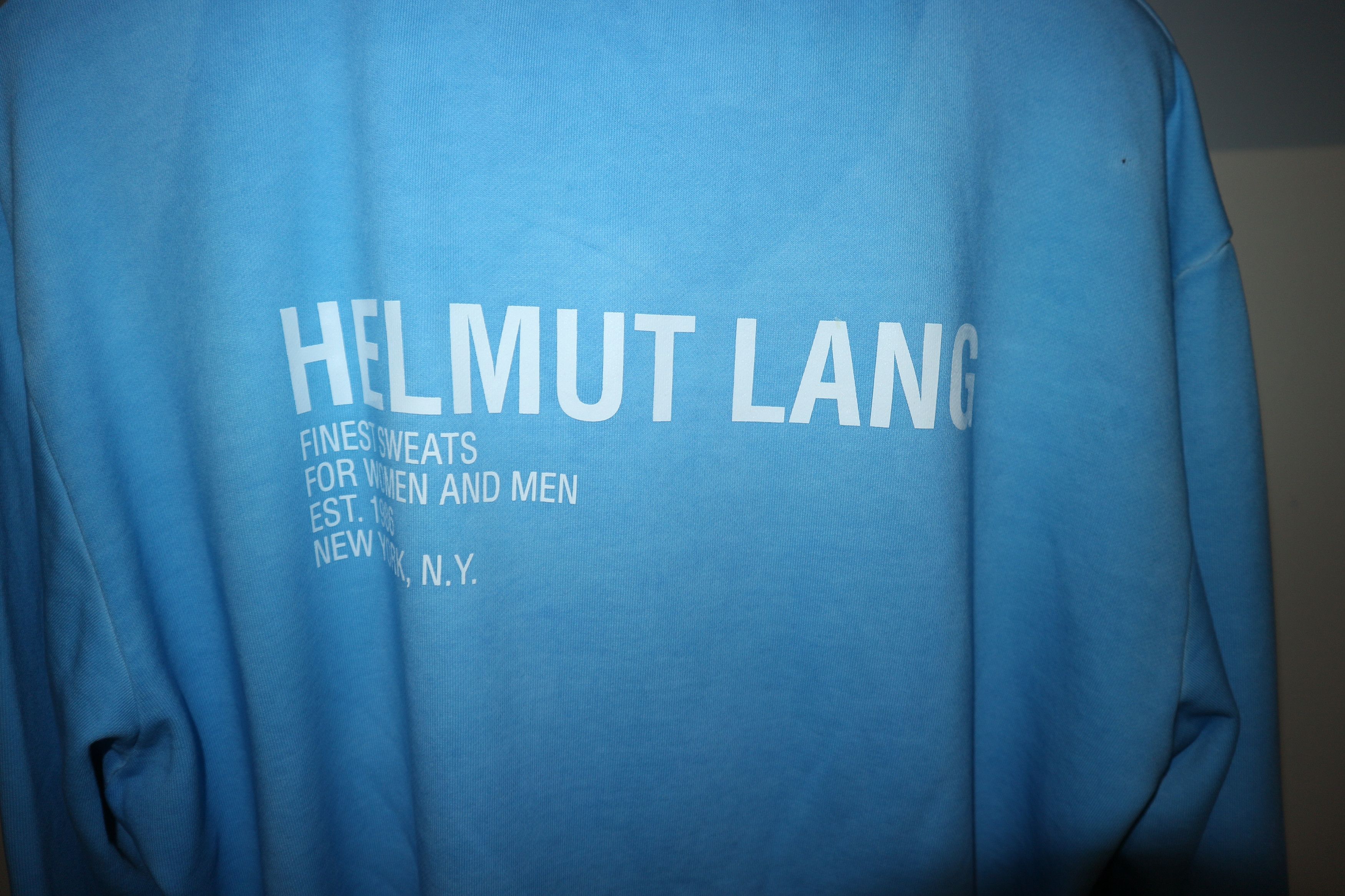 Helmut Lang Blue logo print hoodie Size US L / EU 52-54 / 3 - 8 Thumbnail