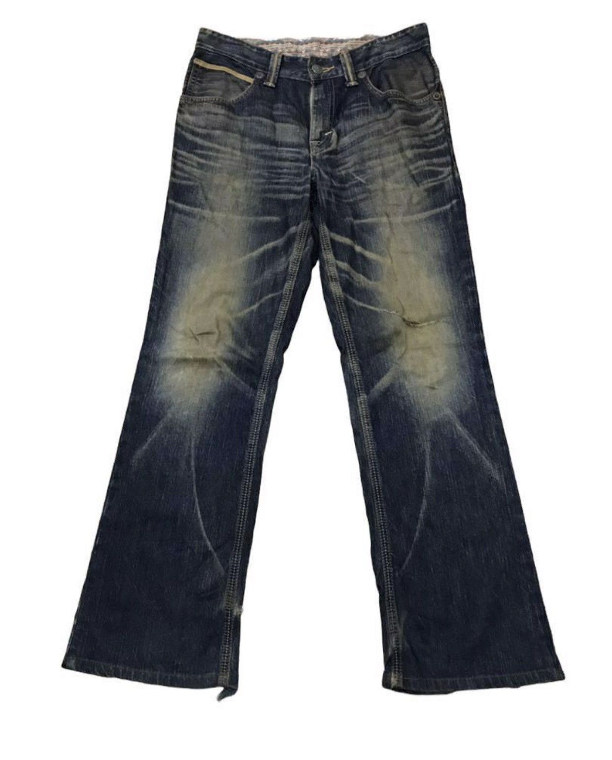 image of Distressed Denim x Vintage Edwin Exclusive Vintage Xv Leather Flap Pocket Denim Jeans in Indigo (Si