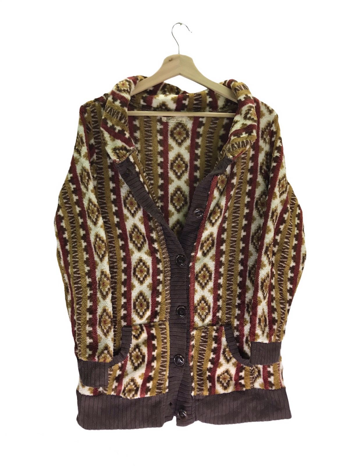 Japanese Brand JapaneseBrand MonTresor Novajo Hairy Fleece Cardigan Size US S / EU 44-46 / 1 - 1 Thumbnail