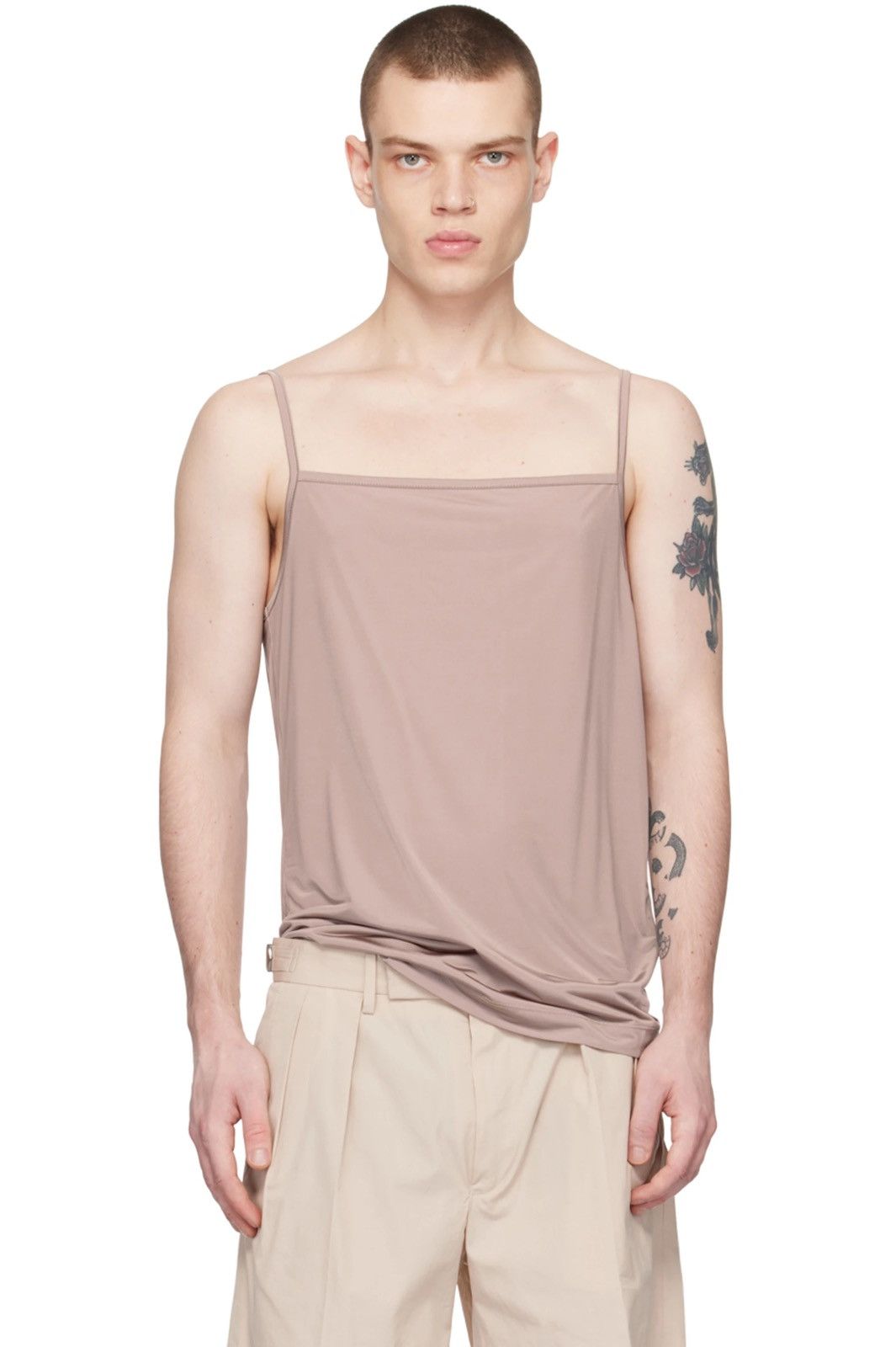 Dries Van Noten Taupe cowl neck tank top Size US M / EU 48-50 / 2 - 7 Thumbnail