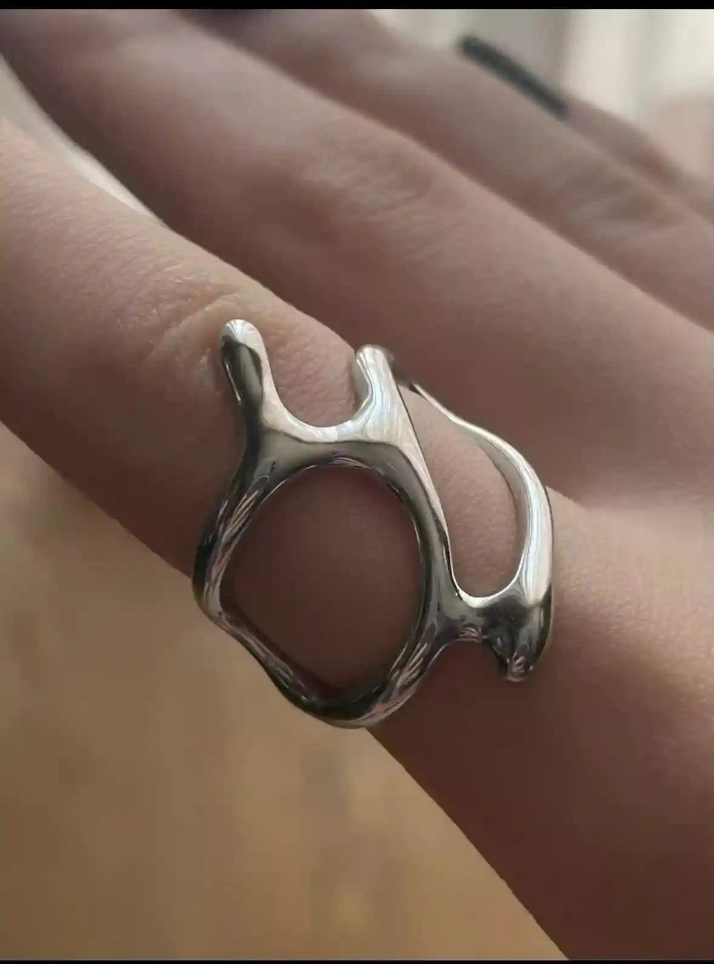 Jewelry Abstract Irregular Ring Slime Silver Size ONE SIZE - 1 Thumbnail