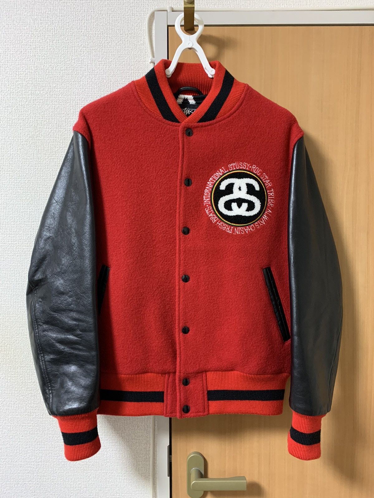 stussy varsity leather star letterman award roc tribe-