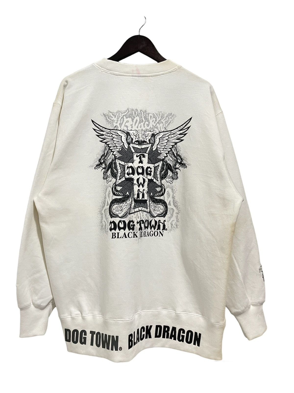 VINTAGE DOGTOWN BLACK DRAGON BIG LOGO SKATEBOARD DISTRESSED