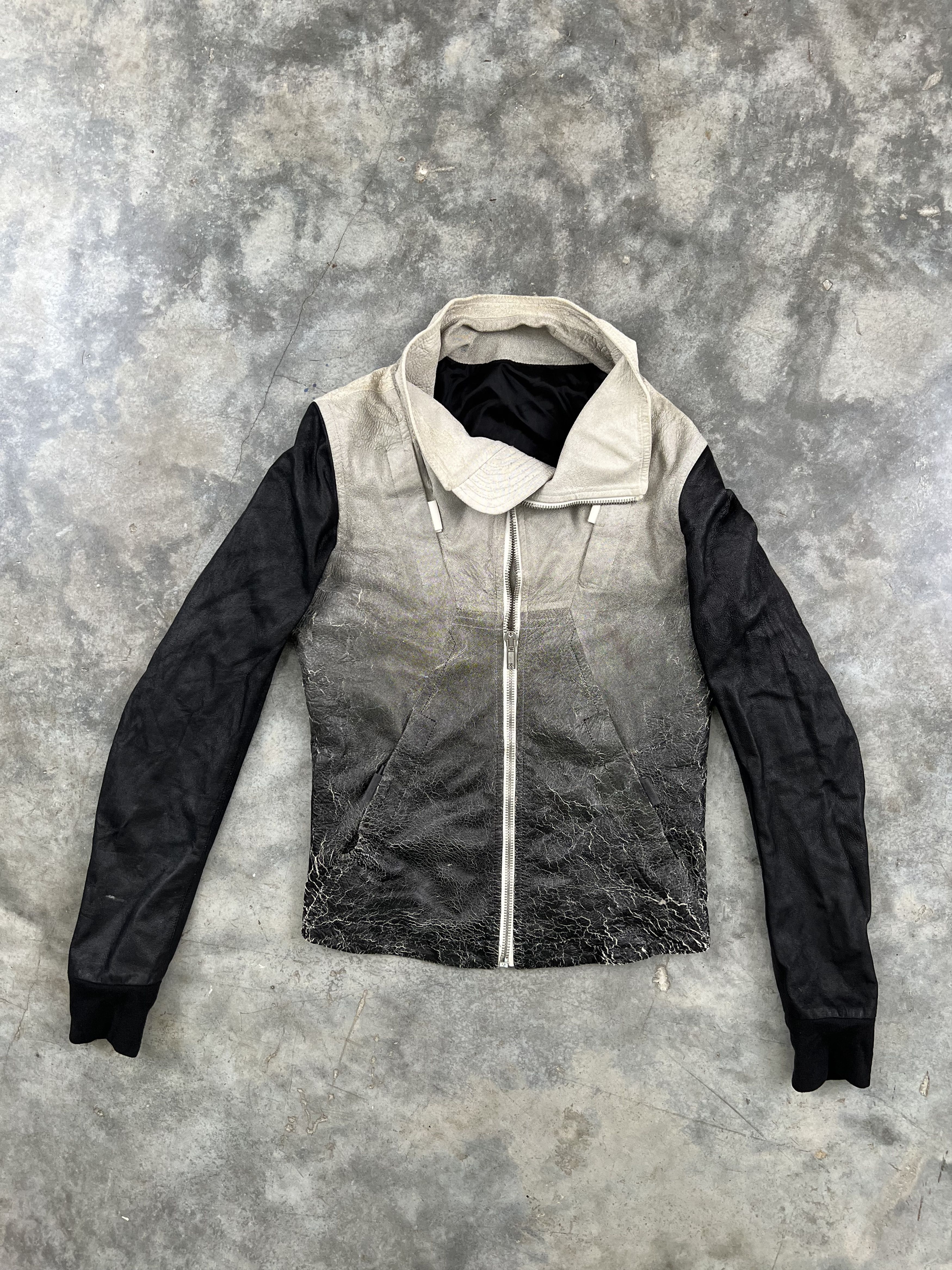 image of Rick Owens Ss09 Strutter Gradient Leather Lamb Jacket Small in Black, Men's