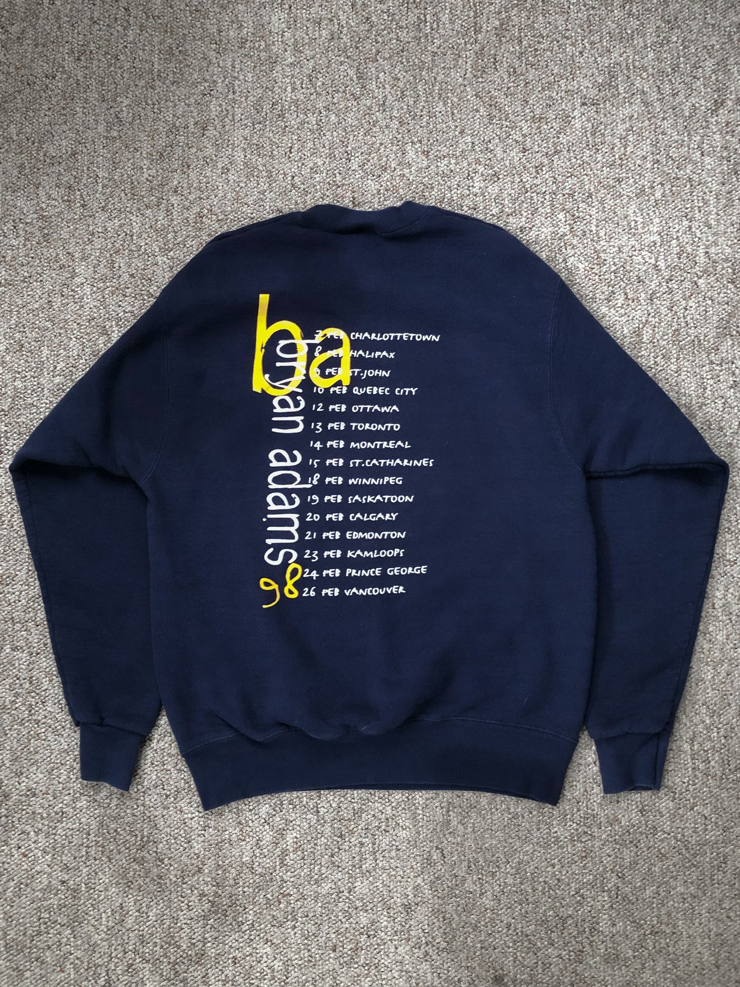 Vintage Vintage 90s Navy 'Bryan Adams' Made in USA Sweatshirt Size US L / EU 52-54 / 3 - 3 Thumbnail