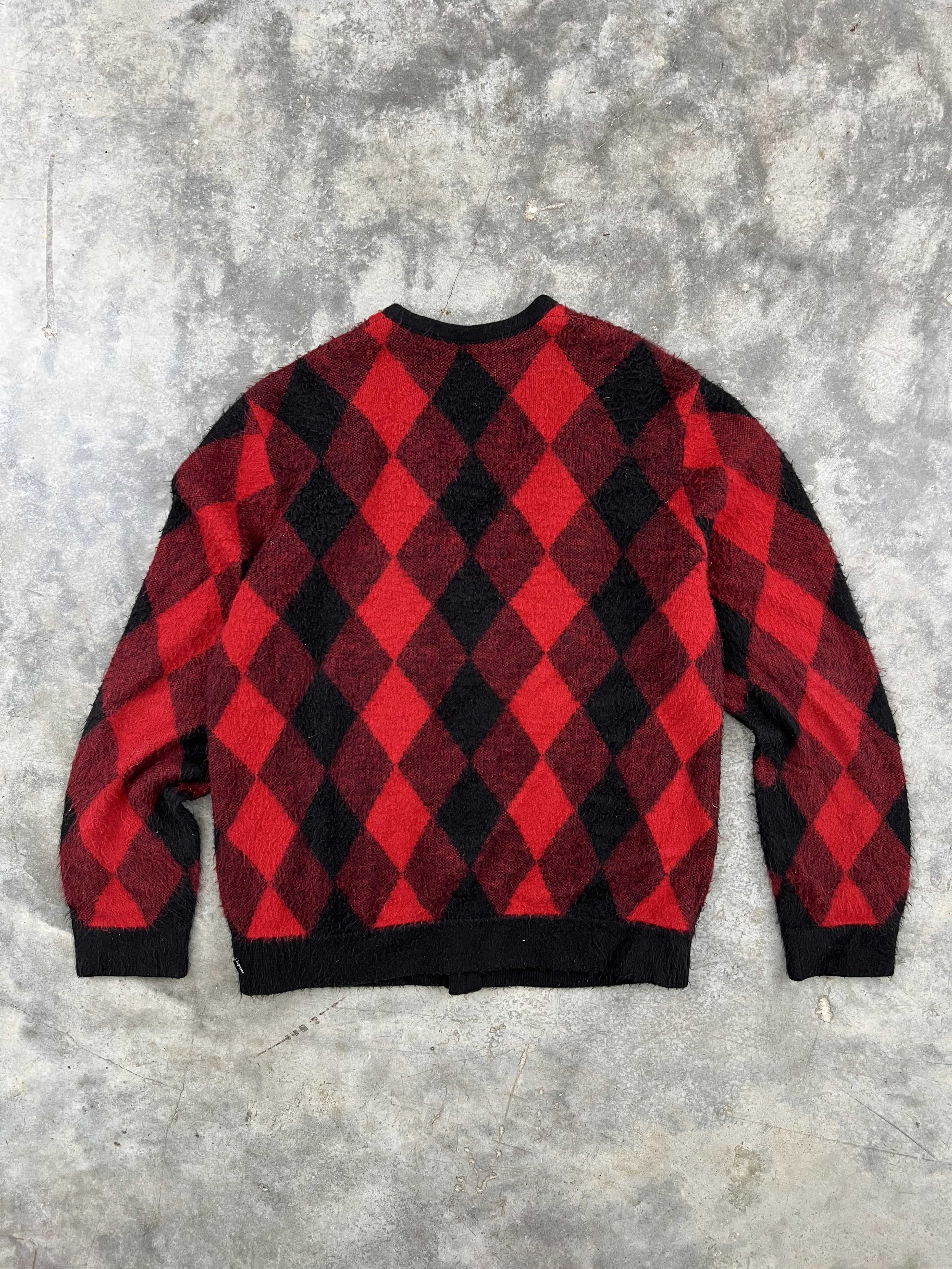 トップス 18ss Supreme Brushed Argyle Cardigan M Supreme Supreme Brushed Argyle Cardigan Red Black Large SS18