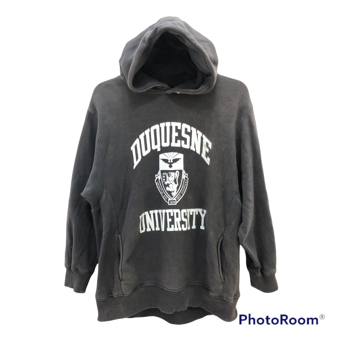 image of Vintage Merry Garden - Duquesne University Great Material Hodie in Faded Colour, Men's (Size Large)