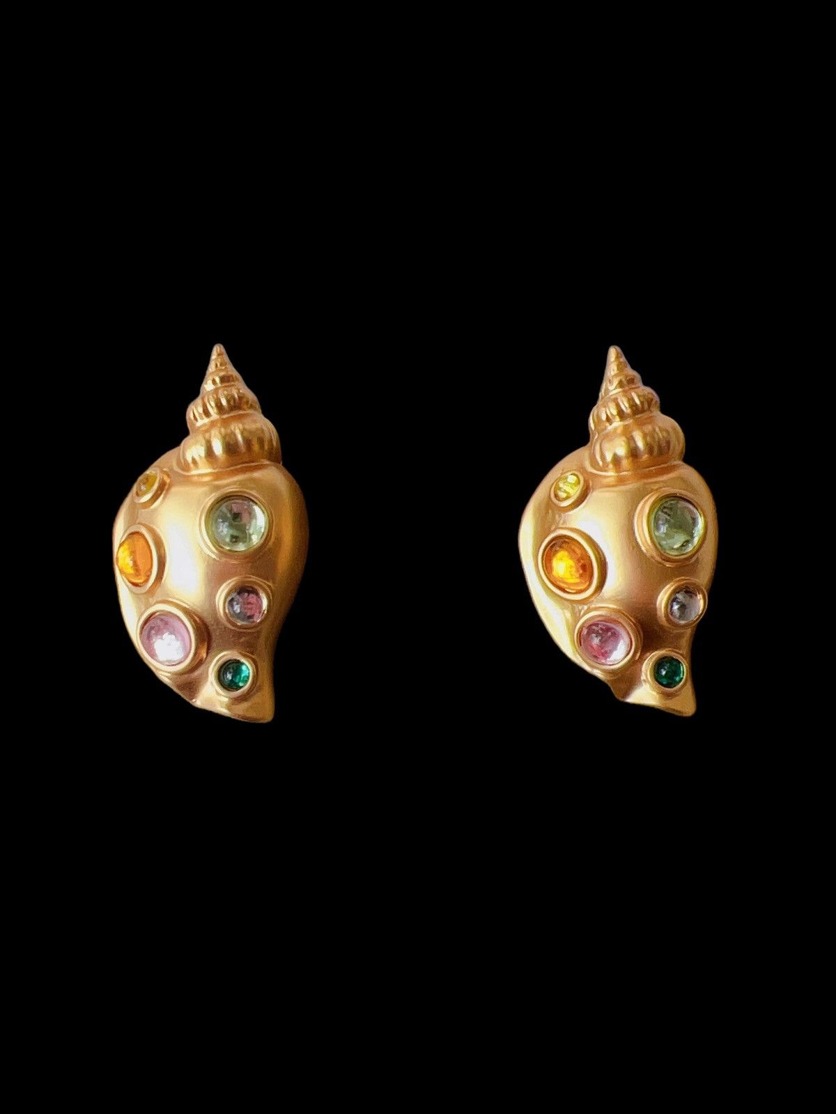 Jewelry 18K GP vintage shells glaze; azure stone; Earrings Size ONE SIZE - 8 Thumbnail