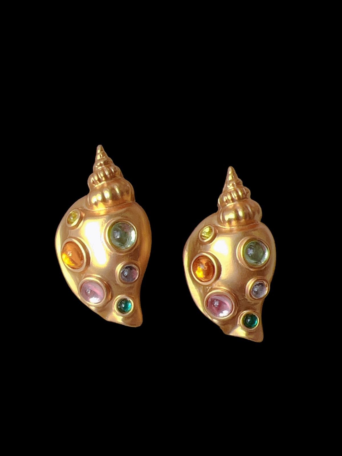 Jewelry 18K GP vintage shells glaze; azure stone; Earrings Size ONE SIZE - 9 Thumbnail