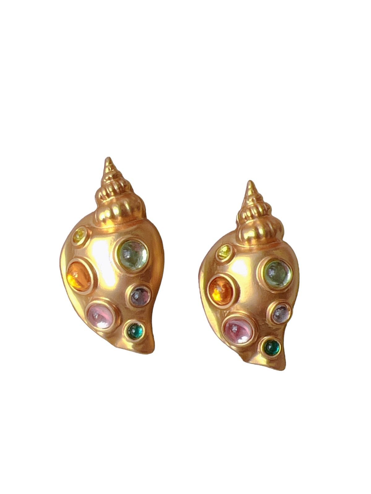 Jewelry 18K GP vintage shells glaze; azure stone; Earrings Size ONE SIZE - 7 Thumbnail