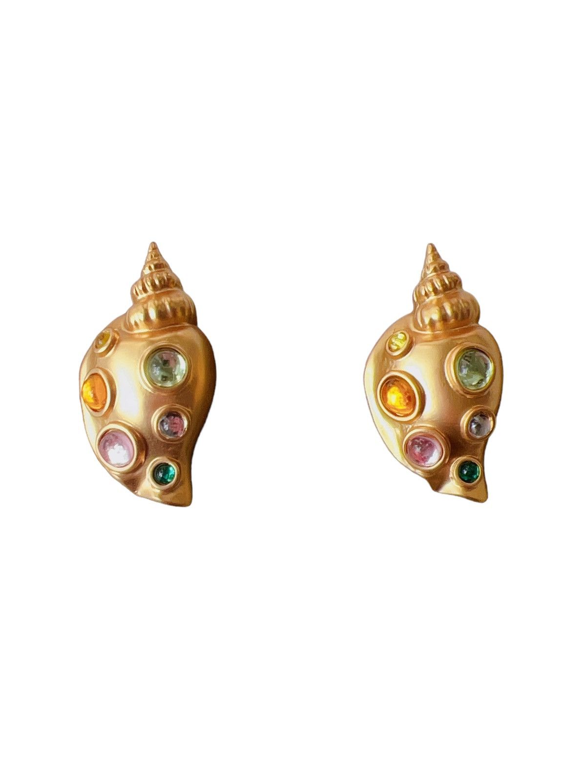 Jewelry 18K GP vintage shells glaze; azure stone; Earrings Size ONE SIZE - 10 Thumbnail