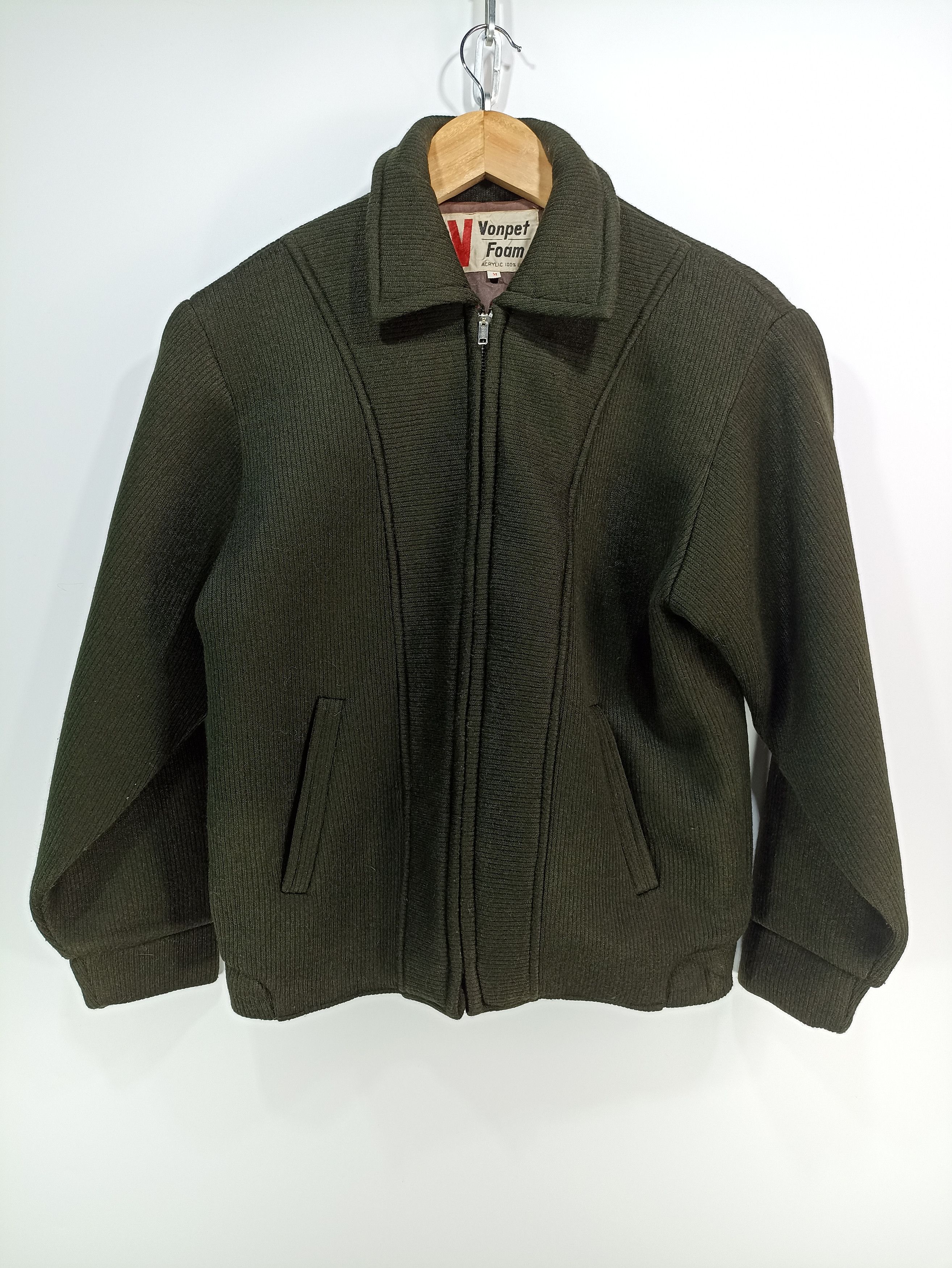 image of Sensations Bomber Jacket x Vintage Vonpet Foam Bomber Jacket in Green, Men's (Size Small)