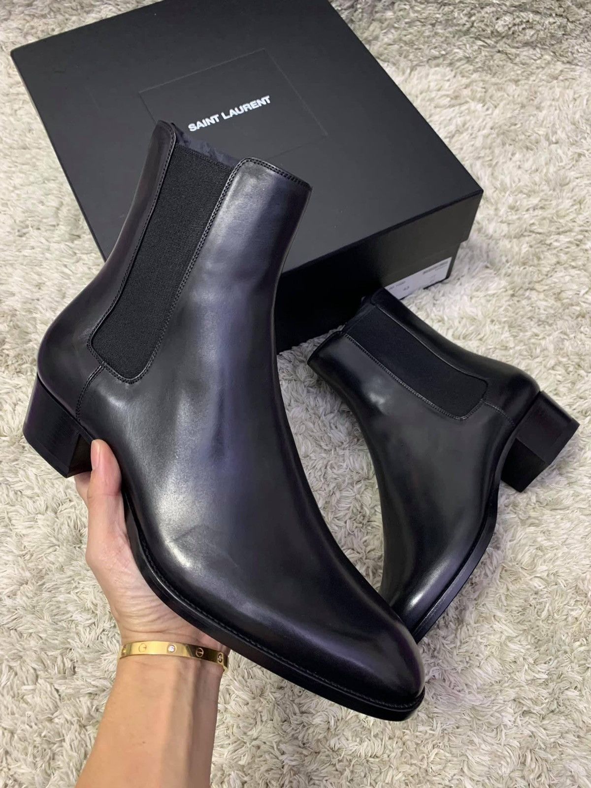Saint Laurent Paris Classic 40mm Black Leather Wyatt Chelsea Boots sz40/44/45/46 Size US 7 / EU 40 - 2 Thumbnail
