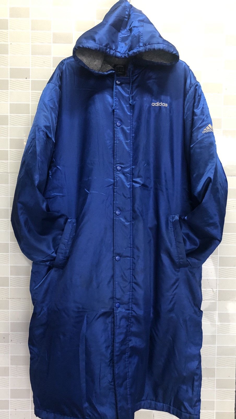 image of Adidas Long Jacket in Blue, Men's (Size Large)