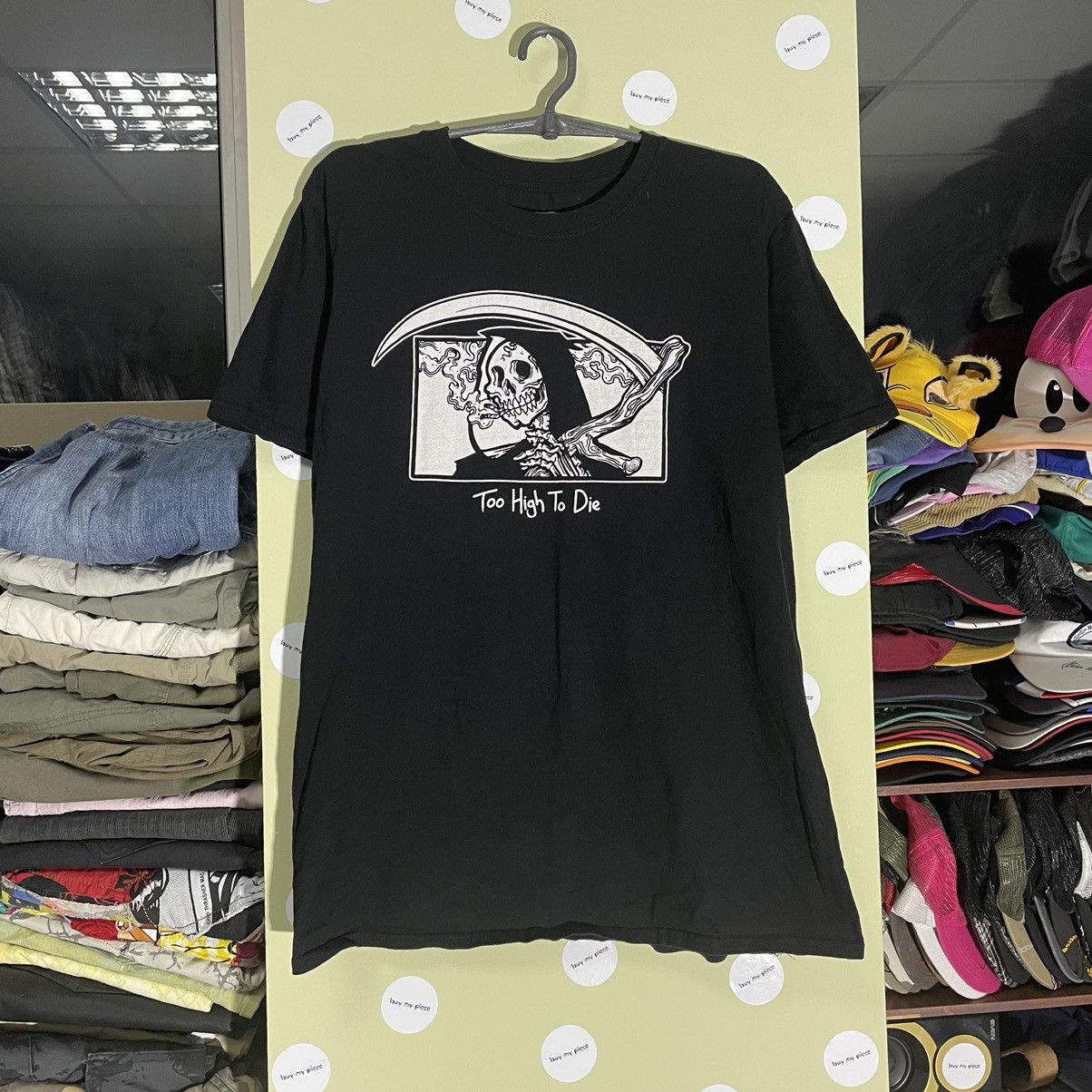 Vintage Y2K Tee Too High Too Skulls Face Vamp L