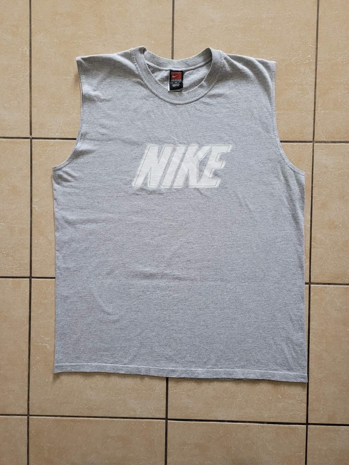 Pre-owned Nike X Vintage Big Logo Nike Tank Tops Made In Usa In Grey