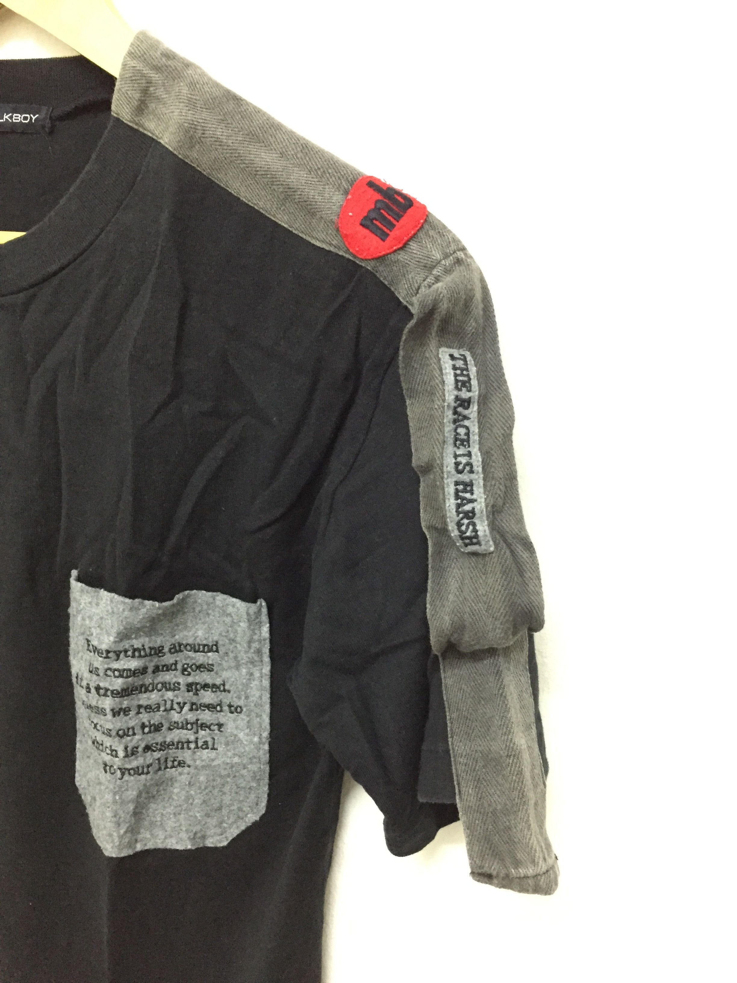 Japanese Brand 1990s 🔥MILK BOY Sleeve straps bondage poem tee Size US S / EU 44-46 / 1 - 1 Thumbnail