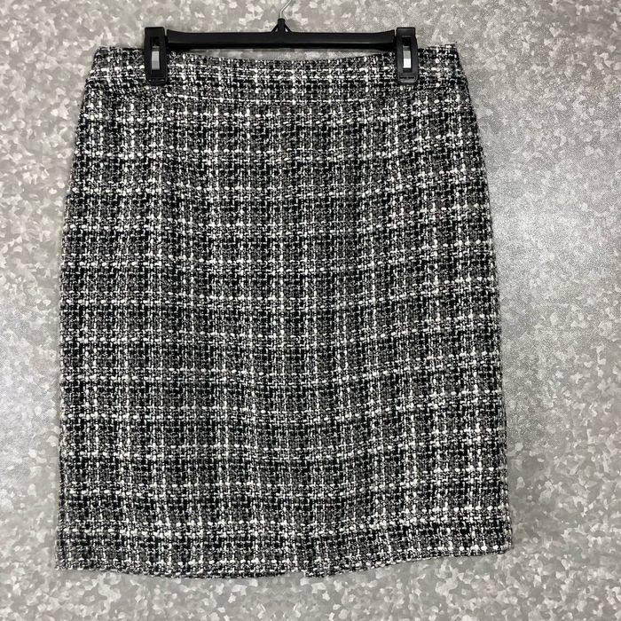 Banana Republic Banana Republic Black & White Tweed Lined Pencil Skirt ...