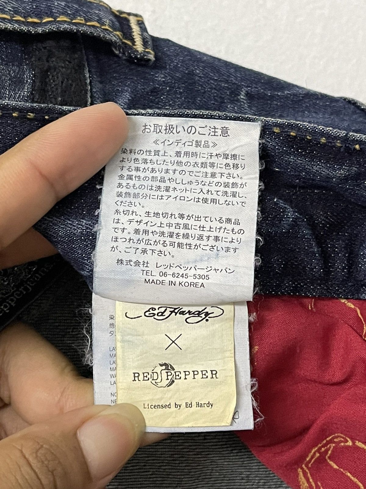 Ed Hardy × Vintage Vintage Ed Hardy X Red Pepper Big Logo Distressed Jeans Size US 34 / EU 50 - 22 Thumbnail