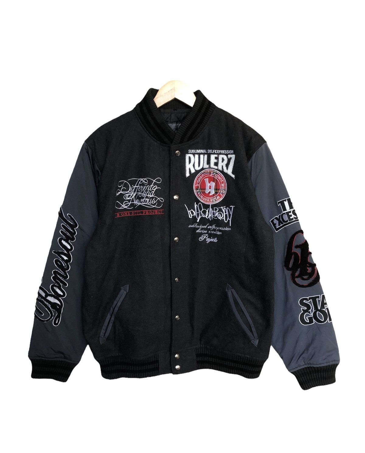 Japanese Brand Vintage B One Soul Project 'Stay Gold' Wool Varsity Jackets Size US XL / EU 56 / 4 - 2 Thumbnail