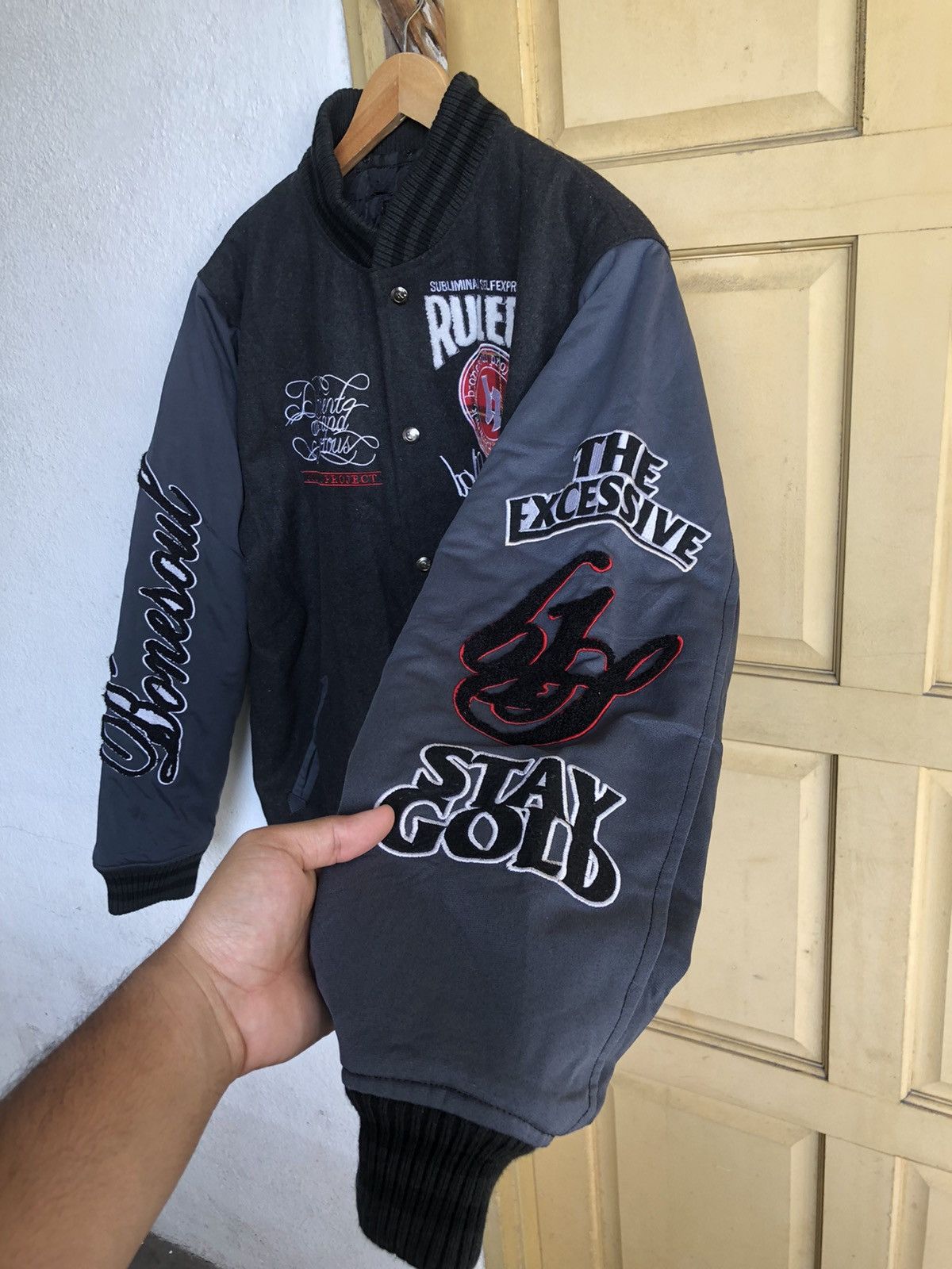Japanese Brand Vintage B One Soul Project 'Stay Gold' Wool Varsity Jackets Size US XL / EU 56 / 4 - 12 Thumbnail