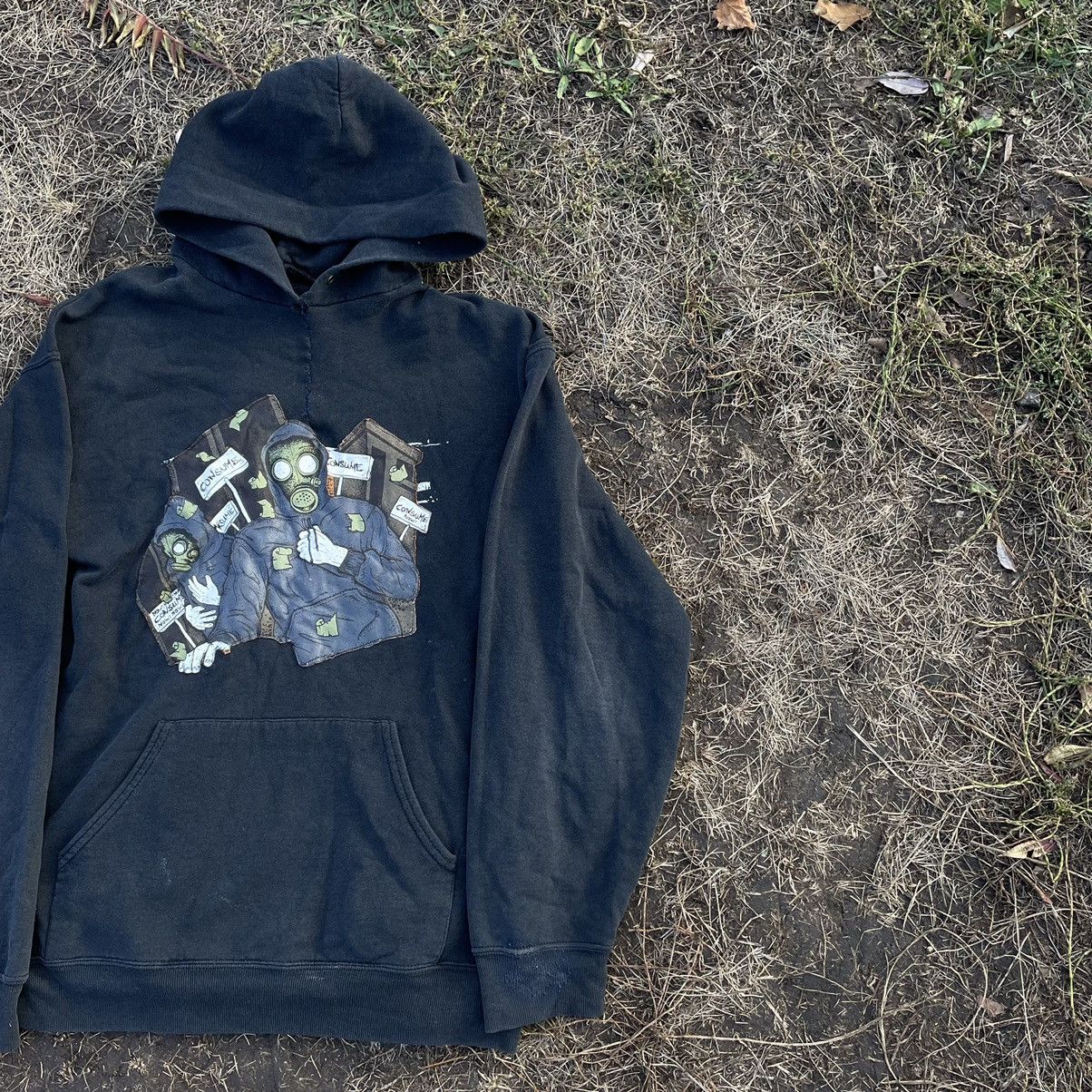 Vintage Vintage Y2K Goth Skull Graphic Hoodie Thrashed Black Slim M Size US M / EU 48-50 / 2 - 2 Thumbnail