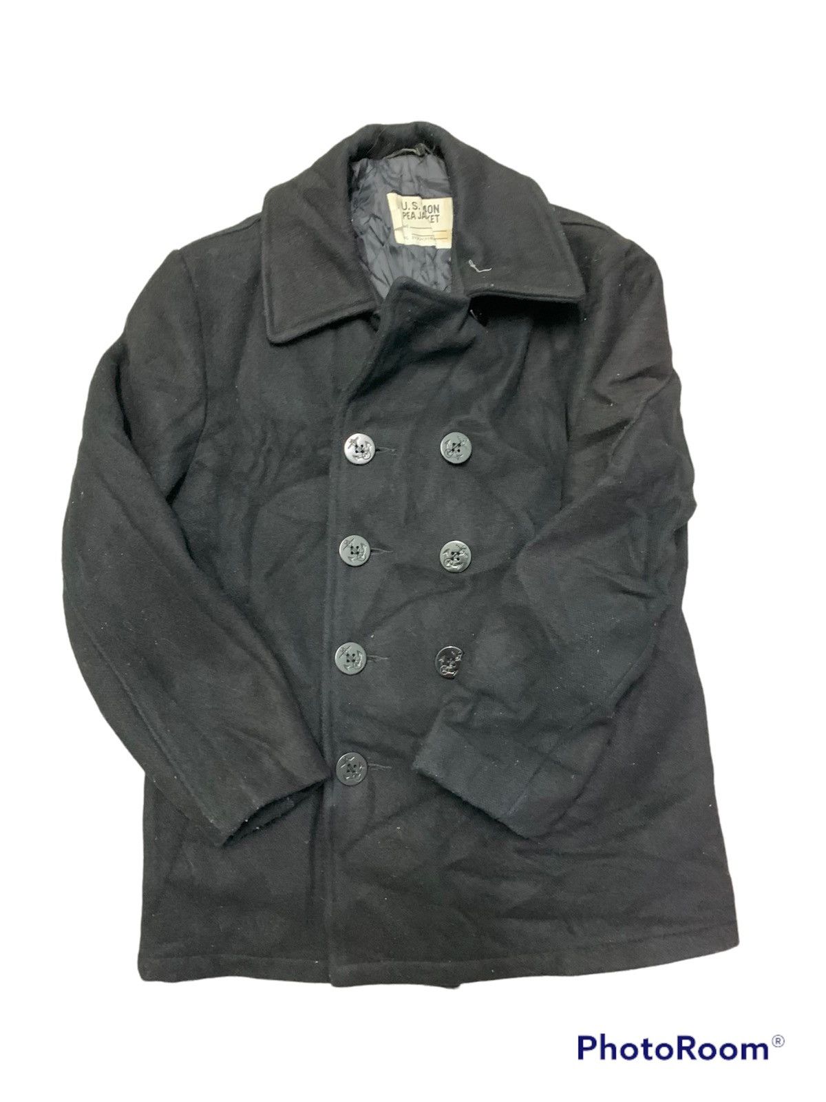 image of Made In USA x Schott Nice Schott U.s. 740N Pea Jacket in Black, Men's (Size Medium)
