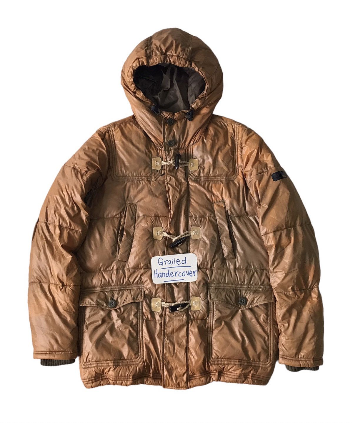 image of VTG Sun Faded Diesel Puffer Duffle Coat Jacket Hooded, Men's (Size Medium)