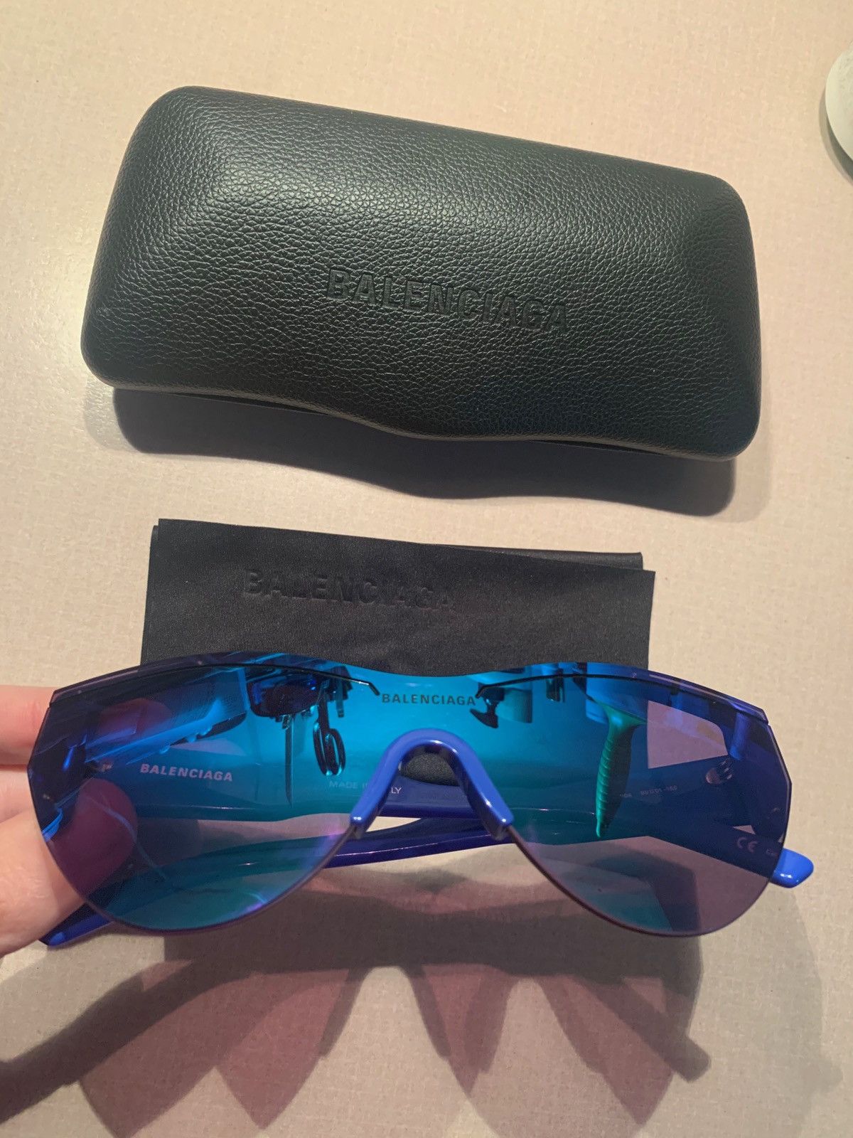 image of Balenciaga Mirrored Blue Sunglasses, Men's