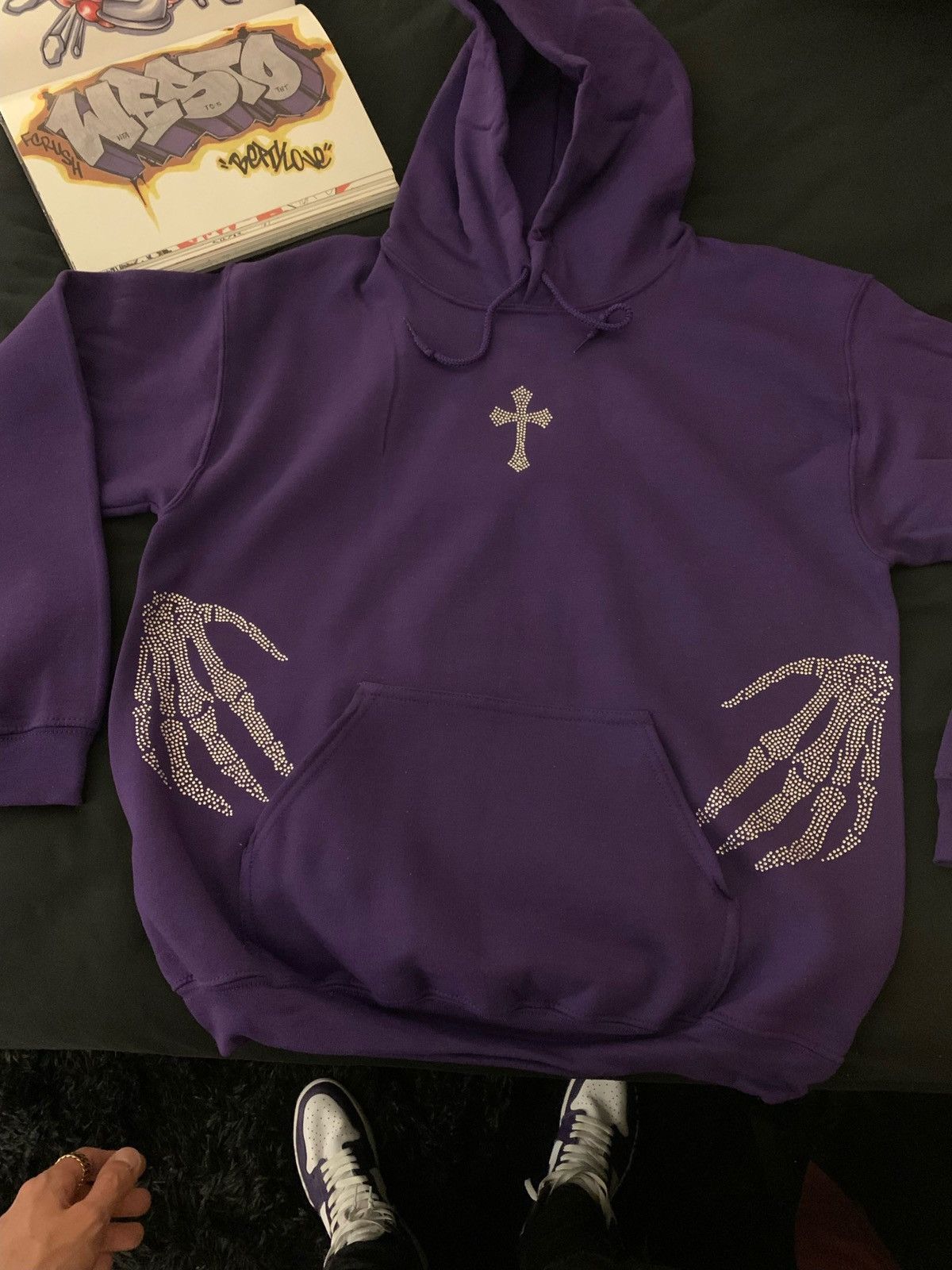 Vintage Rhinestones Skeleton Vintage Hoodie Size US XL / EU 56 / 4 - 1 Thumbnail