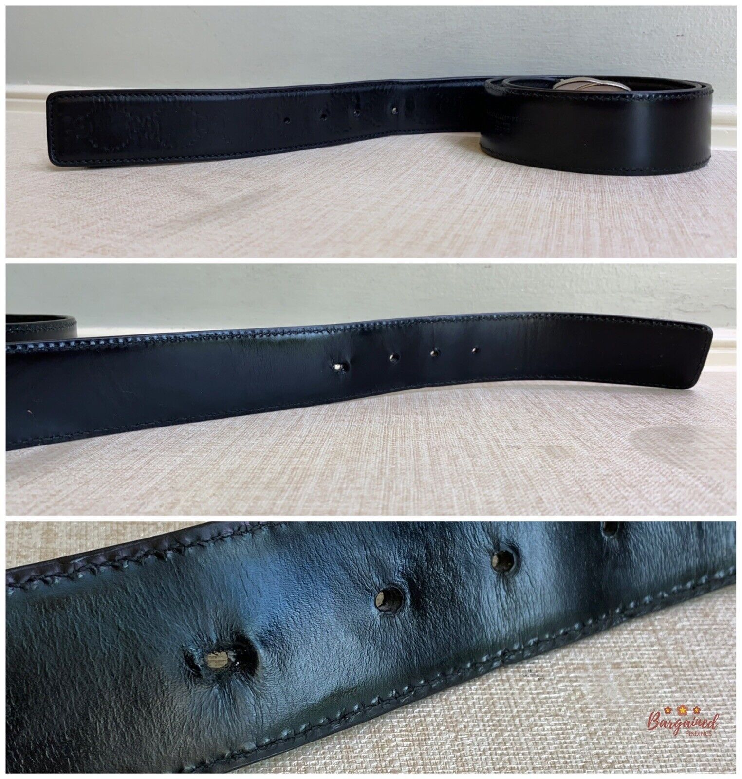 Gucci Gucci Black Guccissima Leather Silver Interlocking Belt Size 32 - 11 Thumbnail