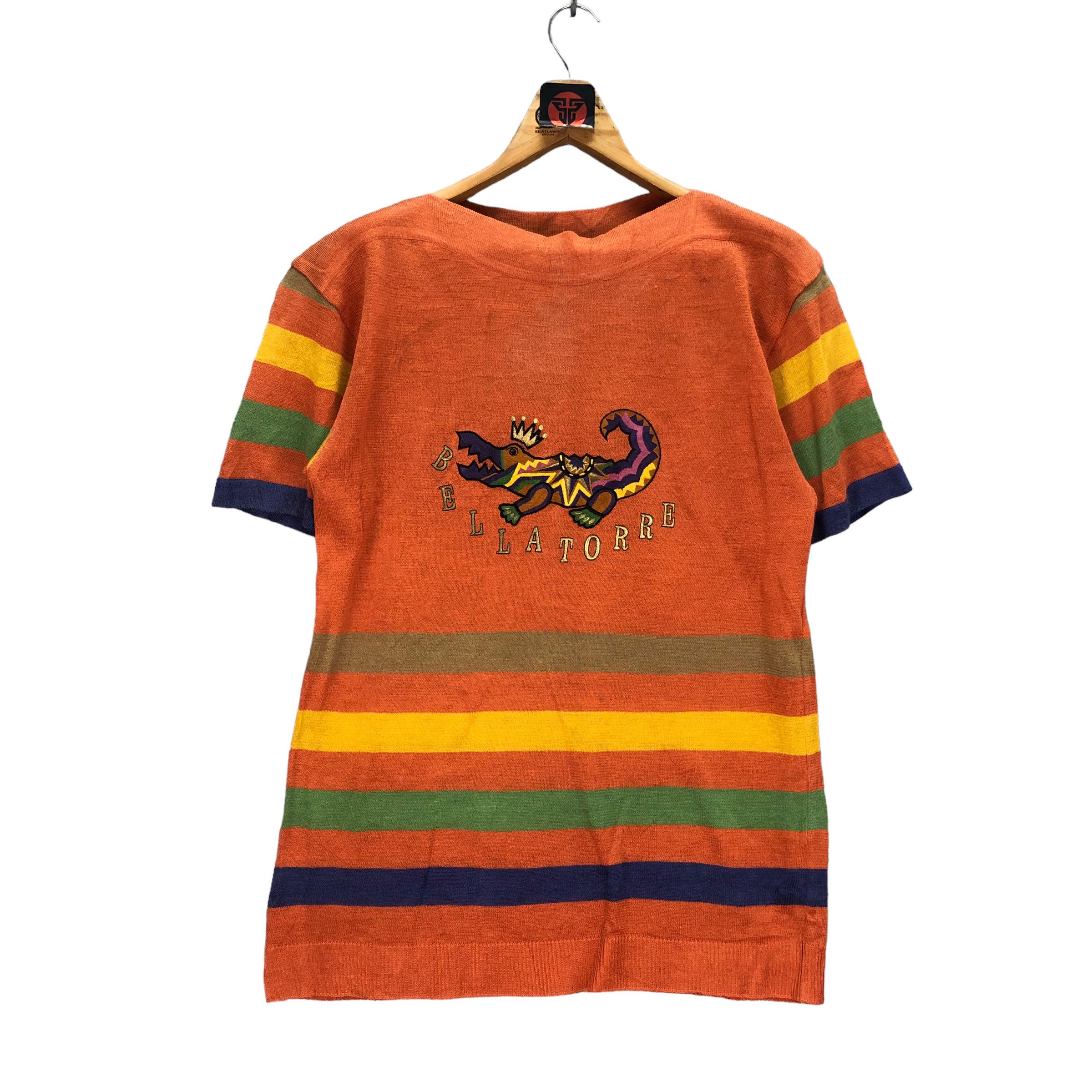 Japanese Brand BELLA TORRE EMBROIDERED LOGO KNITTED SS SHIRT #7248-121 Size M / US 6-8 / IT 42-44 - 1 Thumbnail