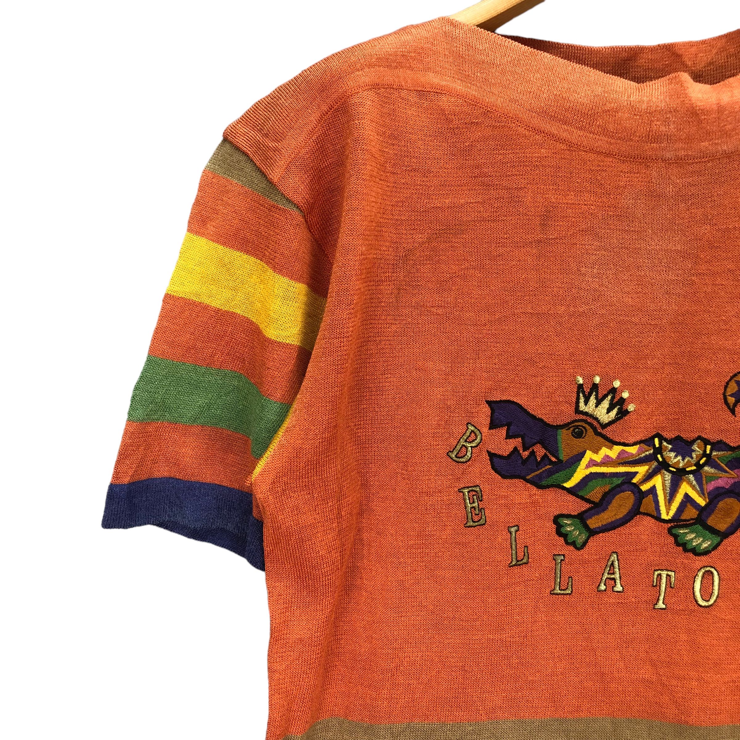 Japanese Brand BELLA TORRE EMBROIDERED LOGO KNITTED SS SHIRT #7248-121 Size M / US 6-8 / IT 42-44 - 5 Thumbnail