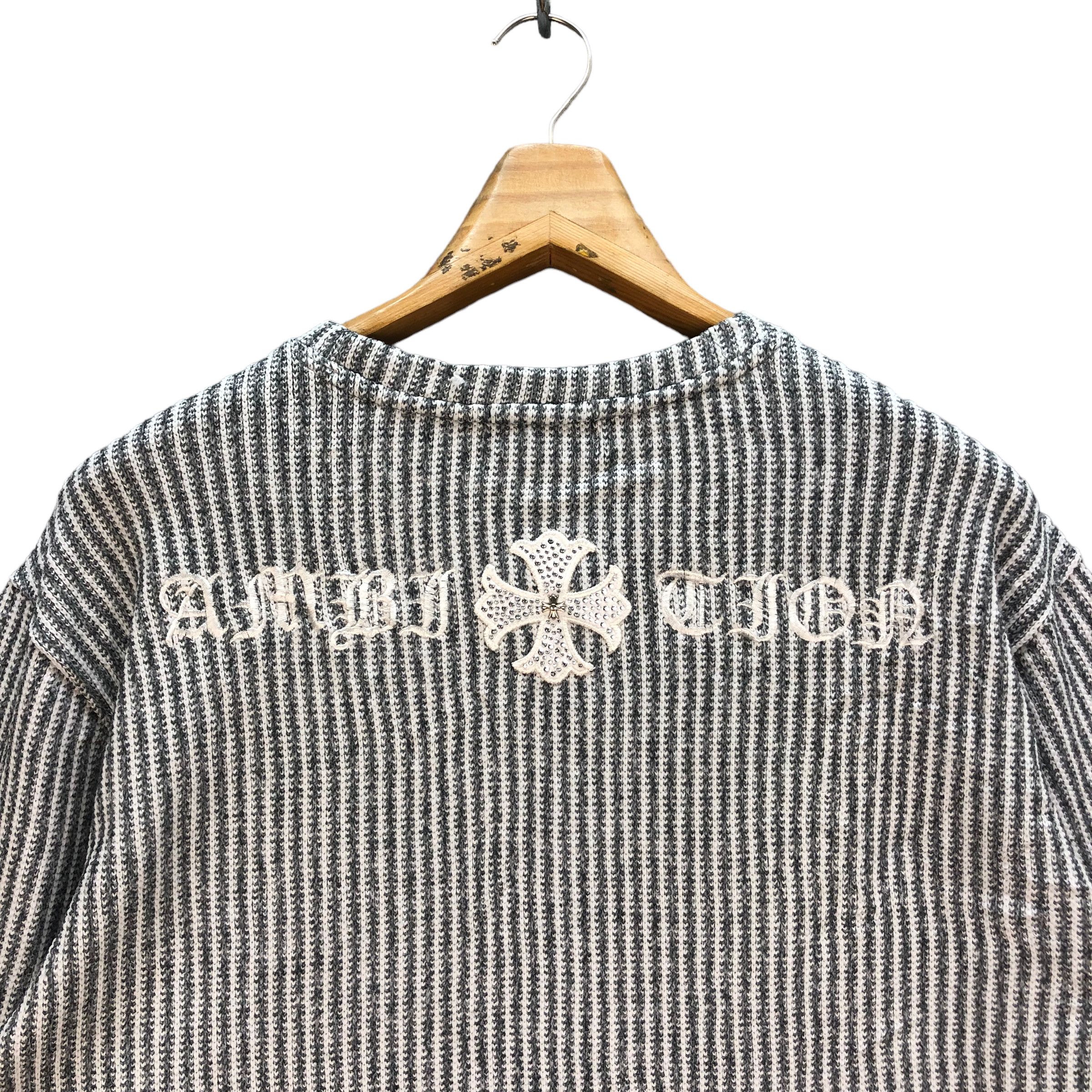 Japanese Brand AMBITION BACK BIG LOGO STRIPED & KNITTED SWEATER #7249-121 Size US XL / EU 56 / 4 - 2 Thumbnail