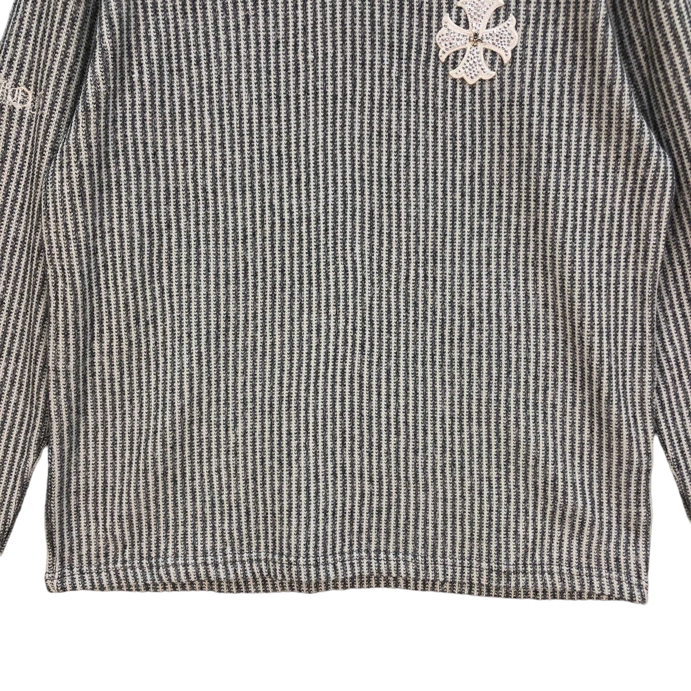 Japanese Brand AMBITION BACK BIG LOGO STRIPED & KNITTED SWEATER #7249-121 Size US XL / EU 56 / 4 - 6 Thumbnail