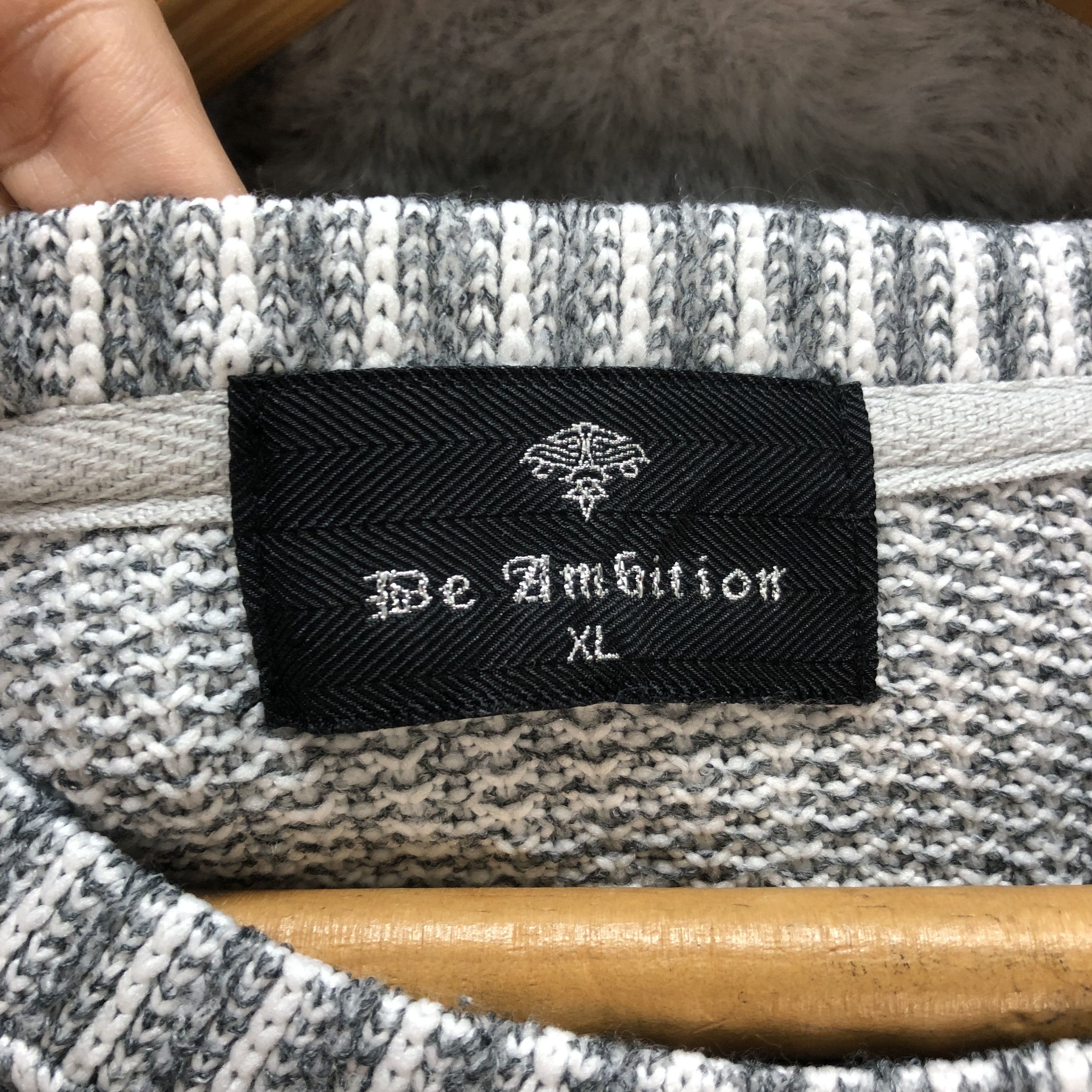 Japanese Brand AMBITION BACK BIG LOGO STRIPED & KNITTED SWEATER #7249-121 Size US XL / EU 56 / 4 - 10 Thumbnail