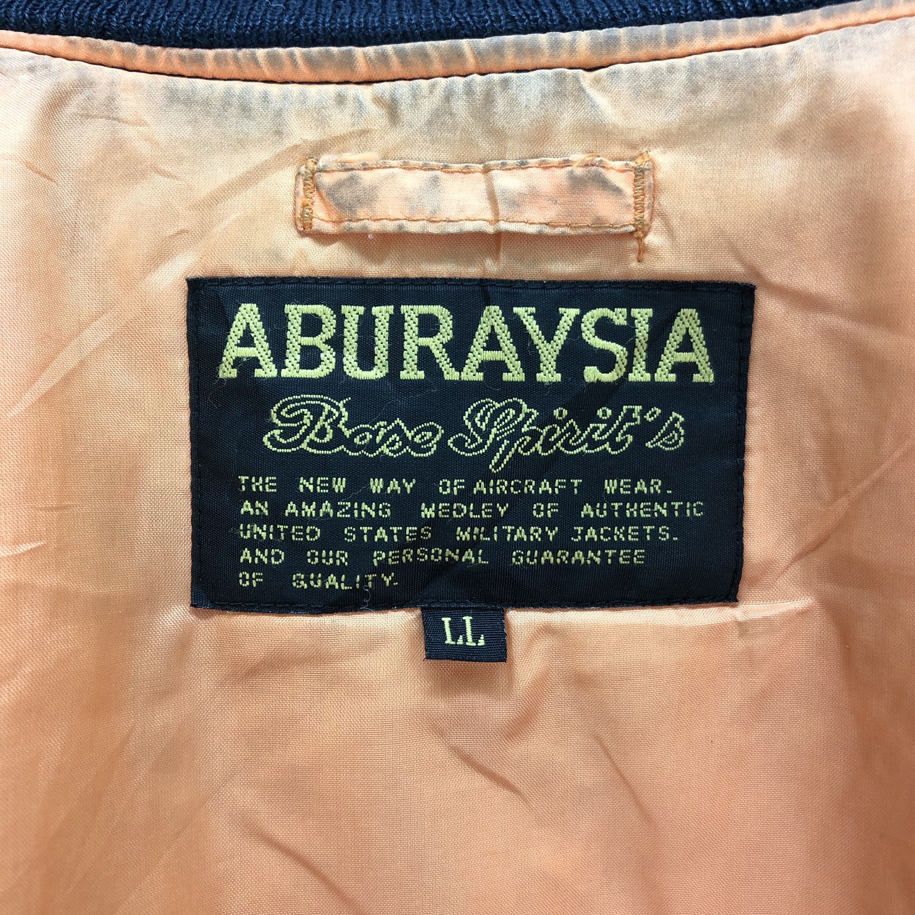 Vintage TRASHED ABURAYSIA BASE SPIRIT'S MA1 BOMBER JACKET #7268-123 Size US L / EU 52-54 / 3 - 17 Thumbnail