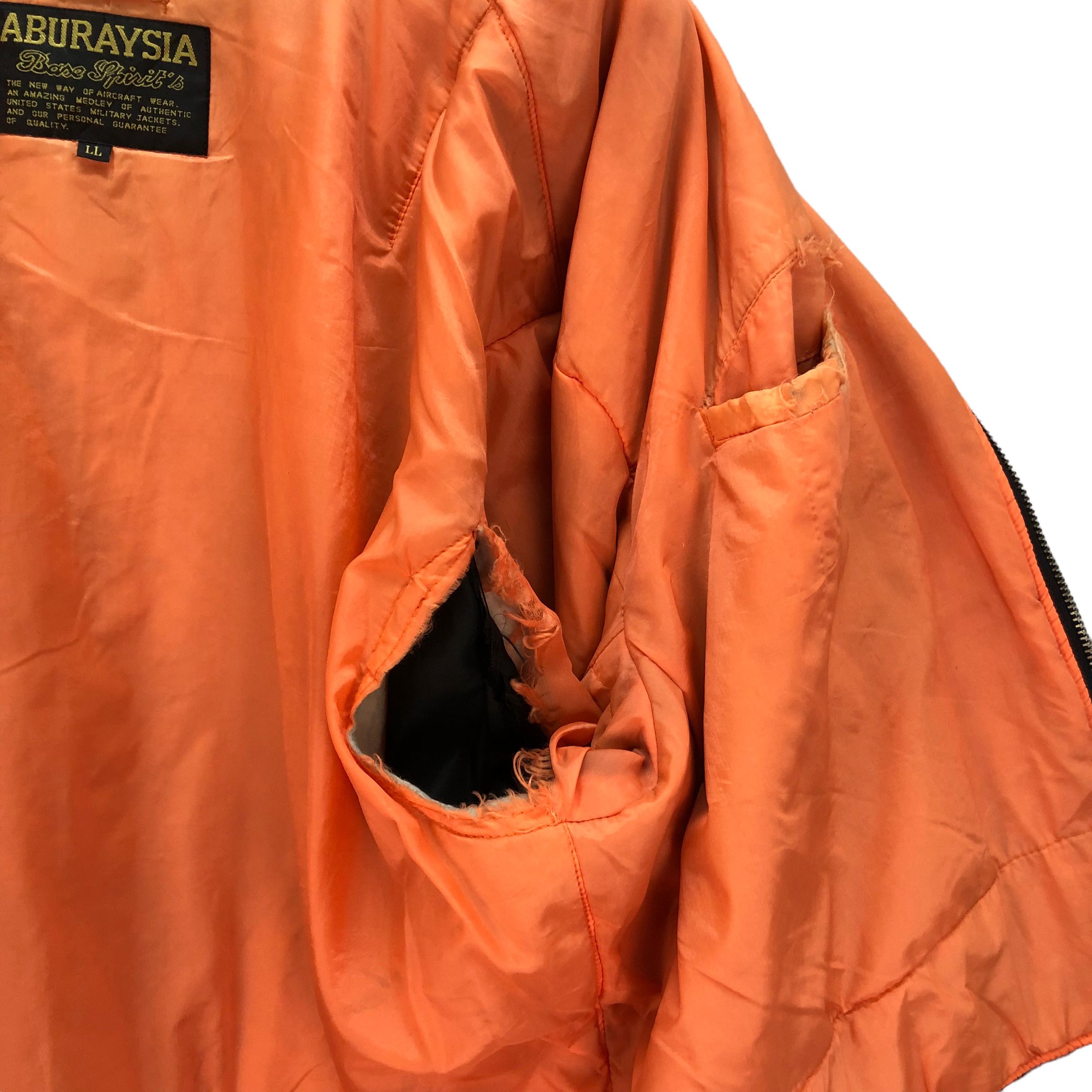Vintage TRASHED ABURAYSIA BASE SPIRIT'S MA1 BOMBER JACKET #7268-123 Size US L / EU 52-54 / 3 - 18 Thumbnail