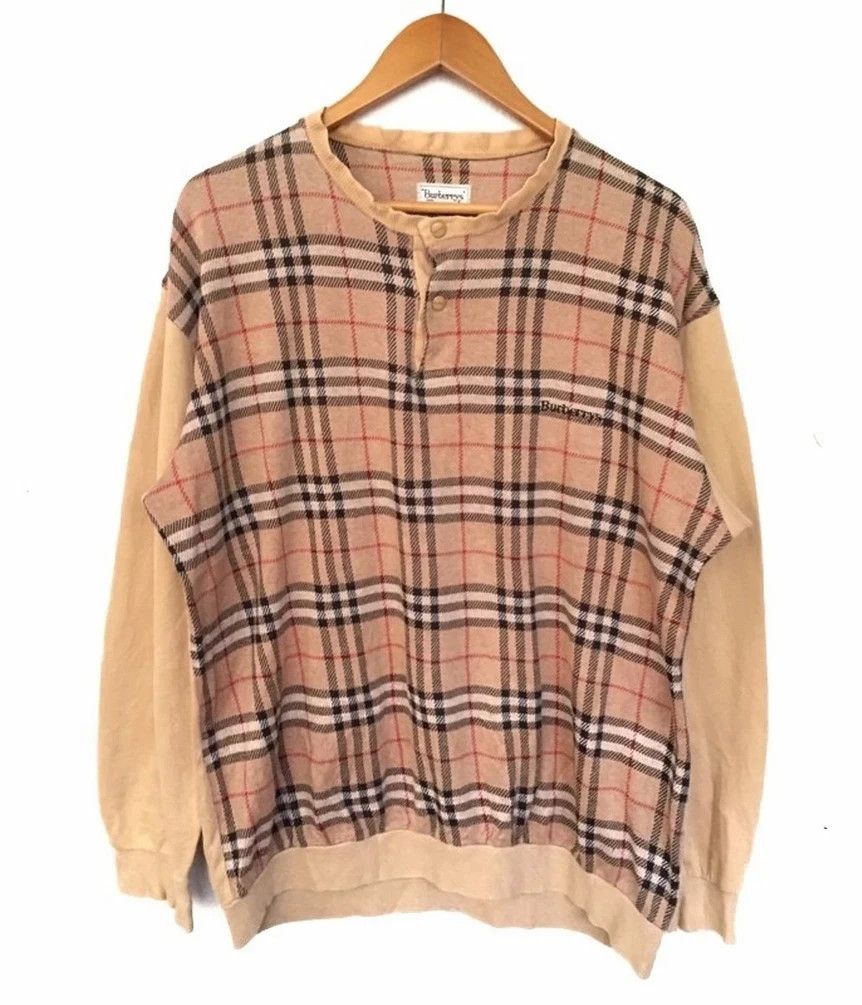 image of Distressed Burberry Novacheck Sweatshirt in Brown Check, Men's (Size Large)