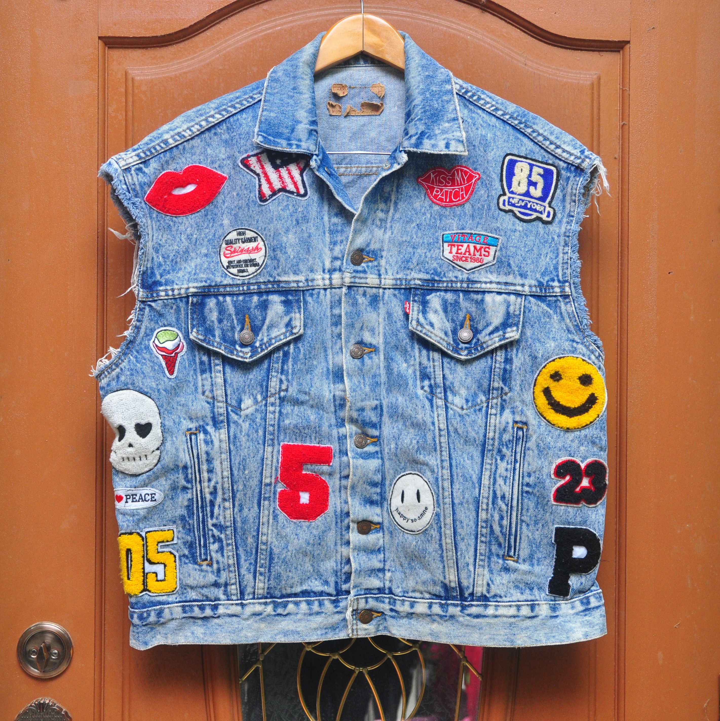 Levi's Vintage Clothing Vtg Levis acid Wash Patches Jacket Designer Fashion Style Size US L / EU 52-54 / 3 - 1 Thumbnail