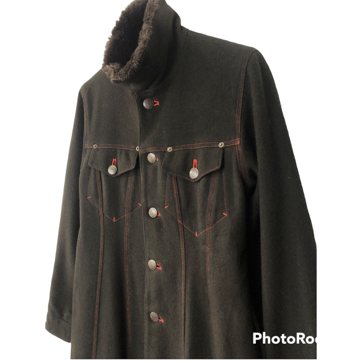 Jean Paul Gaultier Jean Paul Gaultier Jeans Long Khaki Coat With Fur Collar Size US S / EU 44-46 / 1 - 2 Thumbnail