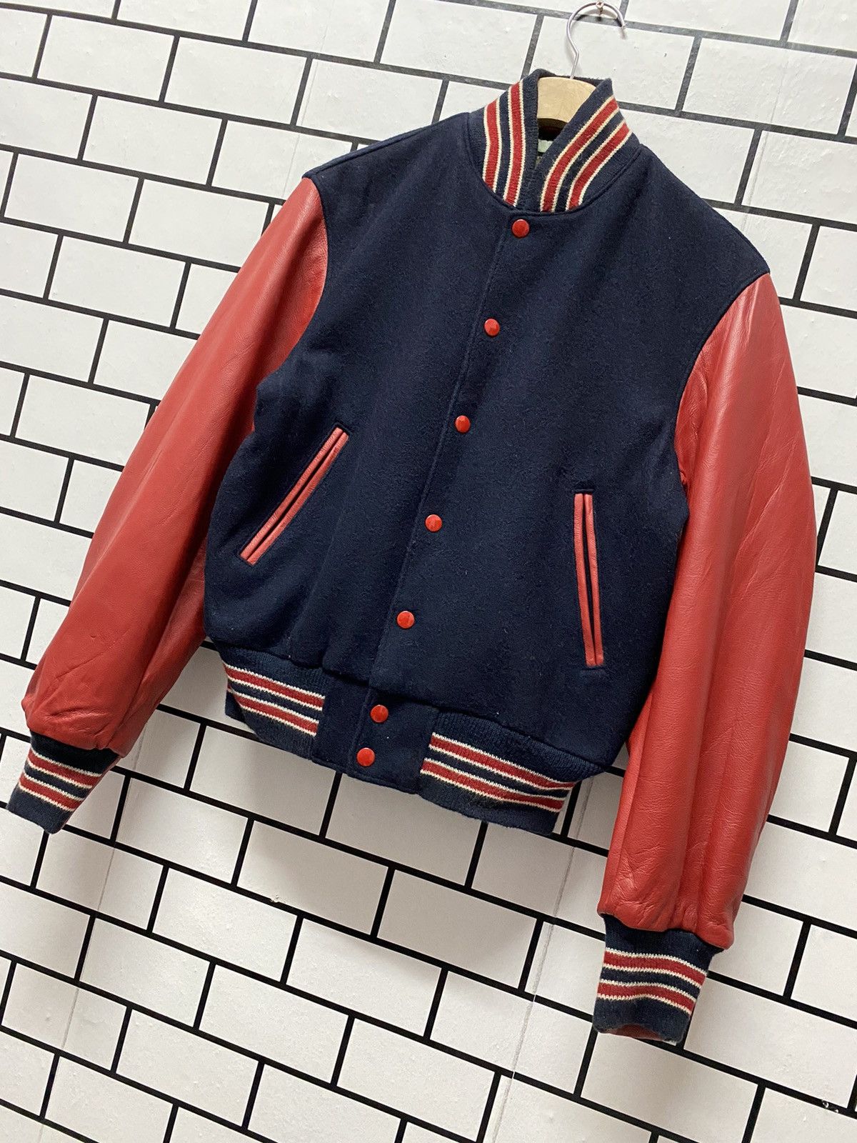 Golden Bear × Vintage Vintage 90’s Golden Bear Leather Letterman Varsity Jacket Size US S / EU 44-46 / 1 - 3 Thumbnail