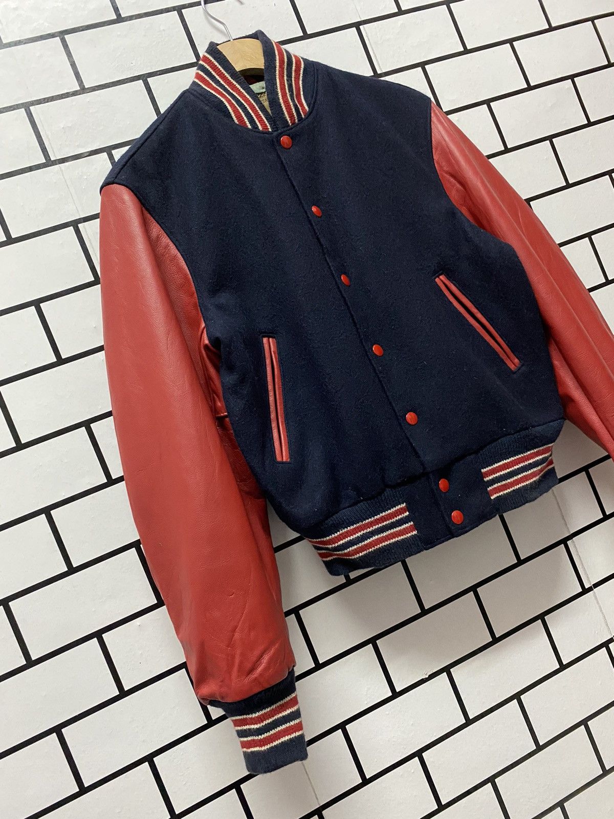 Golden Bear × Vintage Vintage 90’s Golden Bear Leather Letterman Varsity Jacket Size US S / EU 44-46 / 1 - 4 Thumbnail