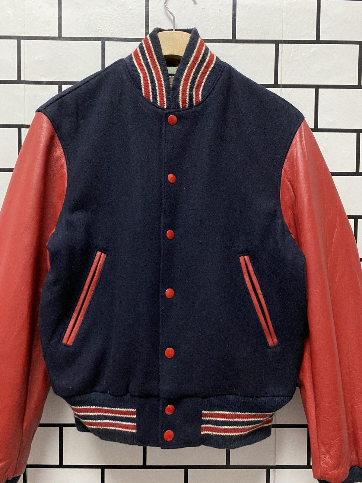Golden Bear × Vintage Vintage 90’s Golden Bear Leather Letterman Varsity Jacket Size US S / EU 44-46 / 1 - 5 Thumbnail