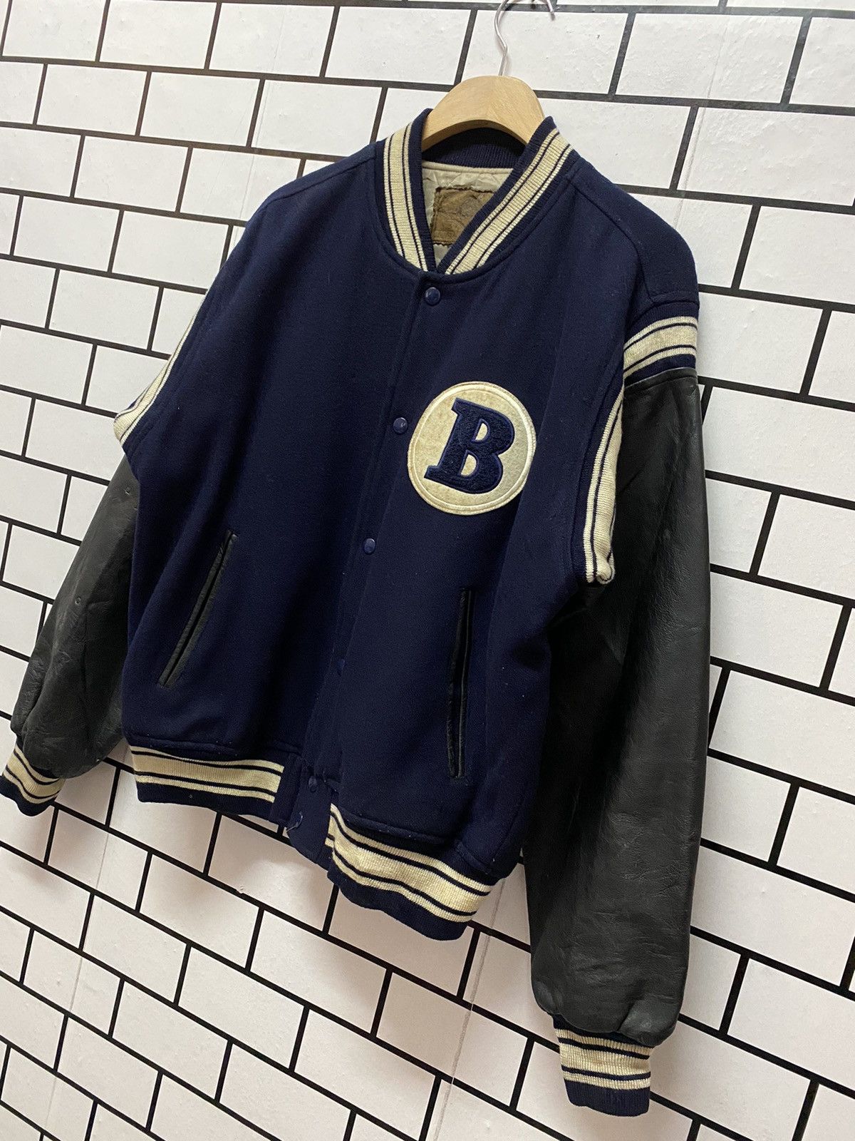 Golden Bear × Vintage Vintage 90’s Bears Surf Boards leather Wool Varsity Jacket Size US M / EU 48-50 / 2 - 2 Thumbnail