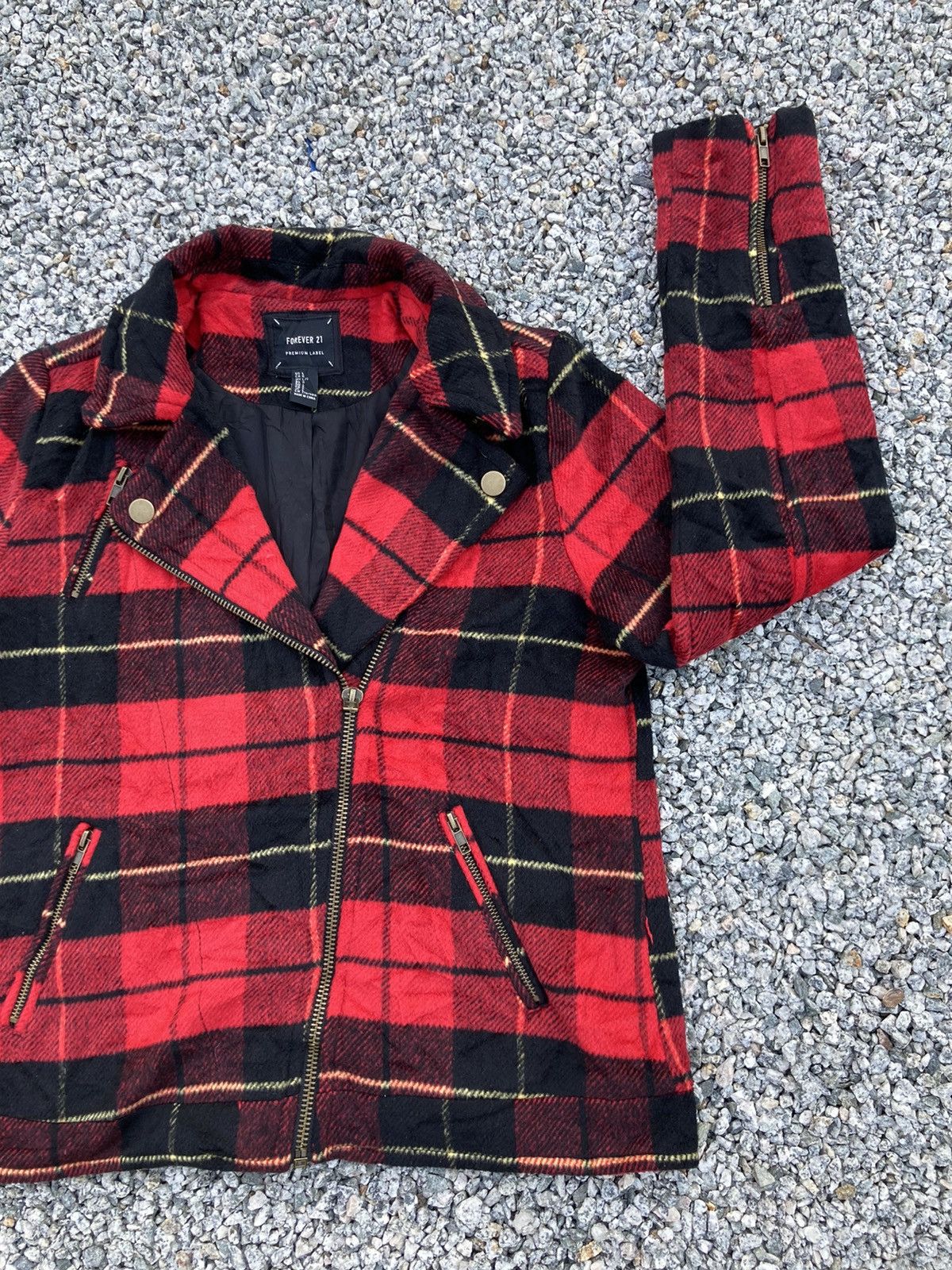 Forever 21 ⭐️BIDDING OFFER⭐️ PUNK CHECKERED WOOL DOUBLE COLLAR JACKET Size US M / EU 48-50 / 2 - 4 Thumbnail