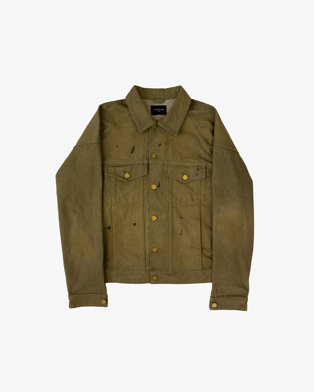 image of Fear Of God Treated Denim Jacket in Gold, Men's (Size Medium)