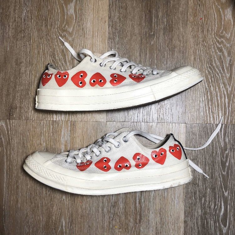 Comme des Garcons × Converse Comme Des Garcons Chuck 70 Low Top Multi Heart Size US 9 / EU 42 - 6 Thumbnail